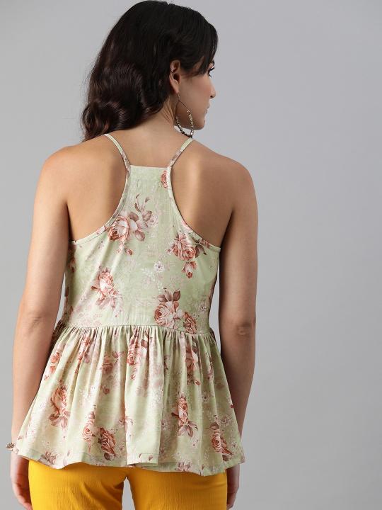 Green Poly Crepe Short Kurti — alternate view