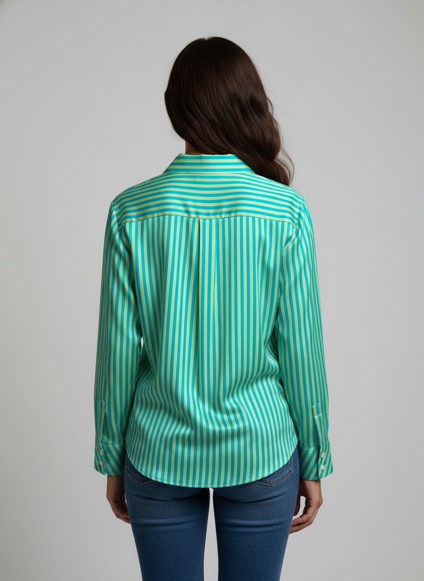 Green Printed Crepe Classic Shirt — alternate view