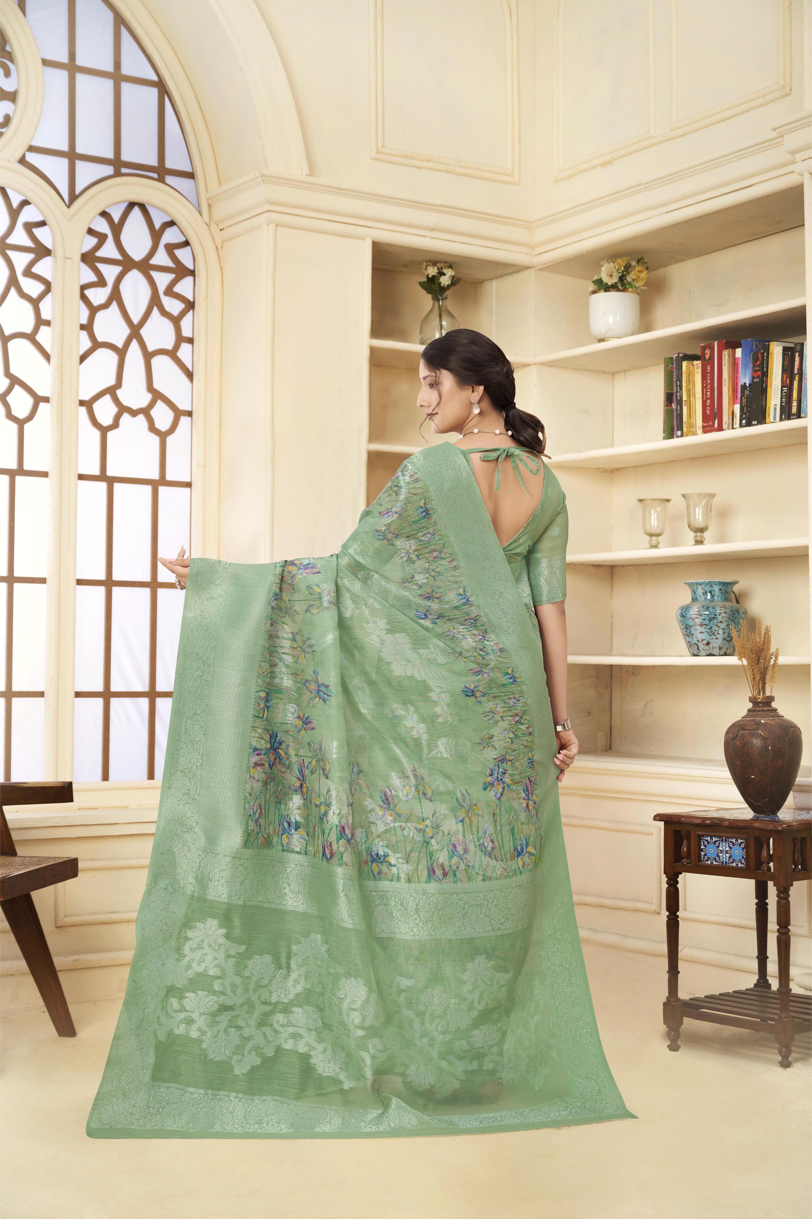 Green Rich Silk Saree — alternate view