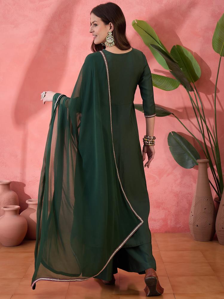 Green Roman Silk Palazzo Suits — alternate view