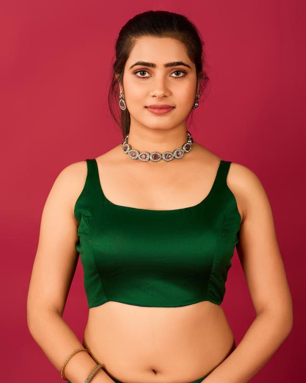 Green Satin Readymade Blouse