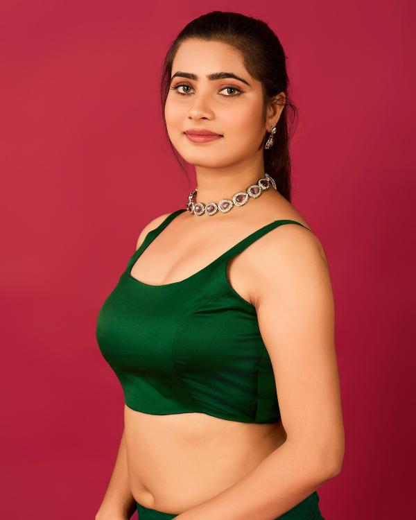 Green Satin Readymade Blouse
