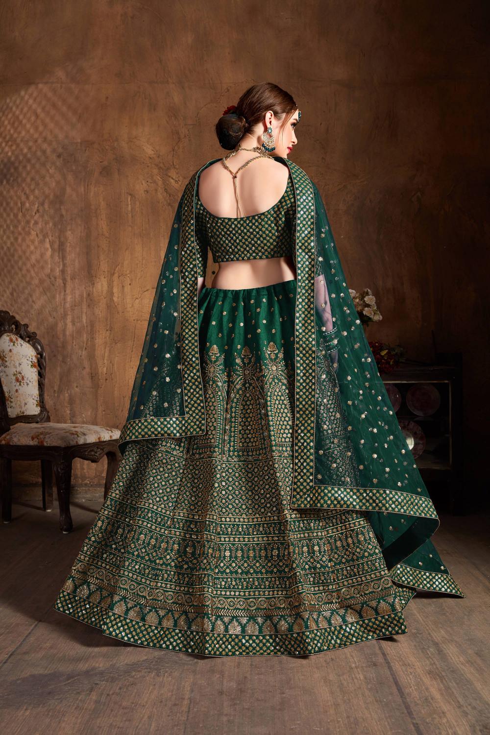 Green Sequins Work Lehenga Choli — alternate view