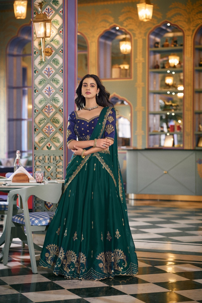 Green Sequins Embroidered Rangoli Silk Lehenga Choli