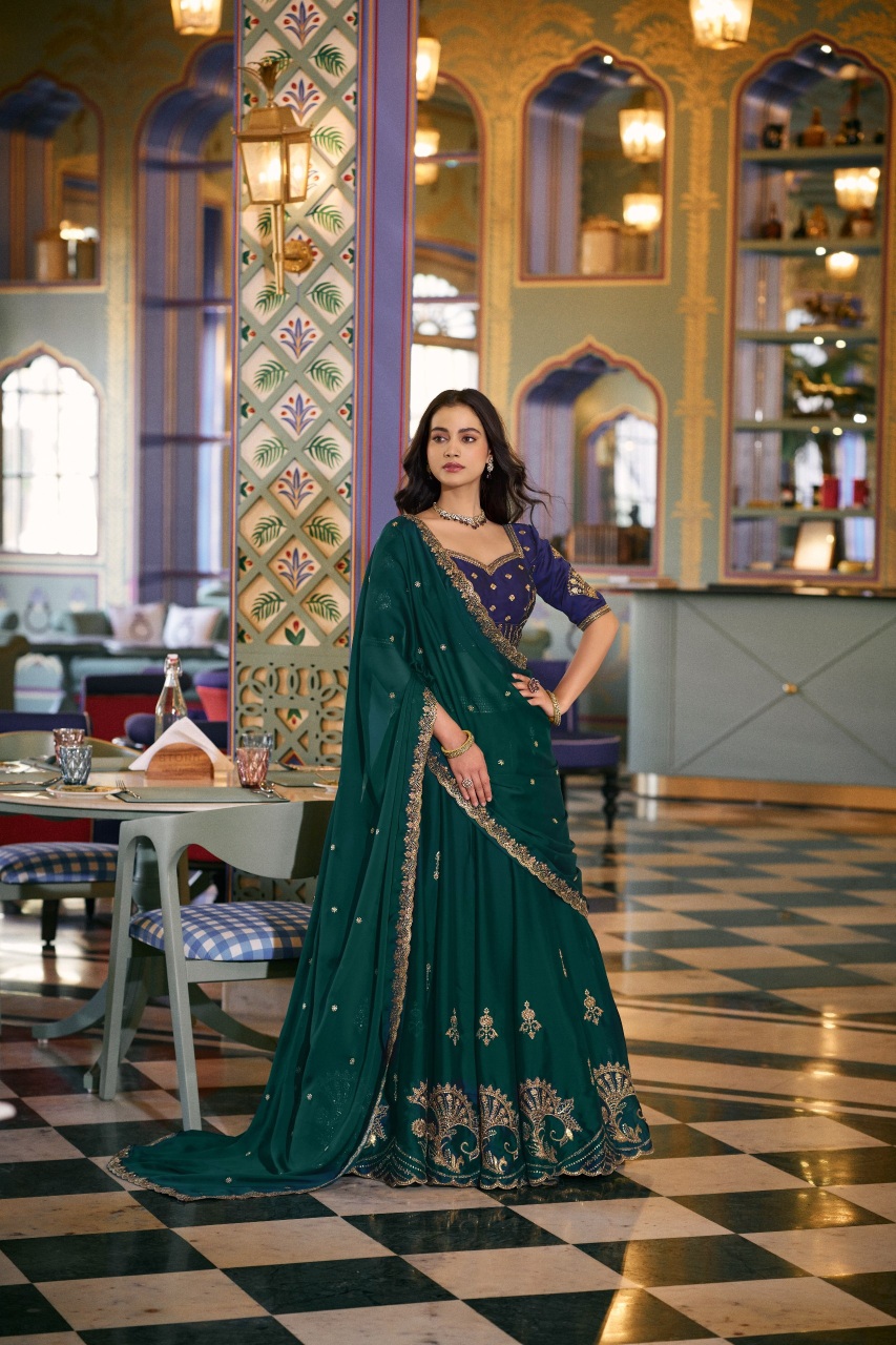 Green Sequins Embroidered Rangoli Silk Lehenga Choli — alternate view