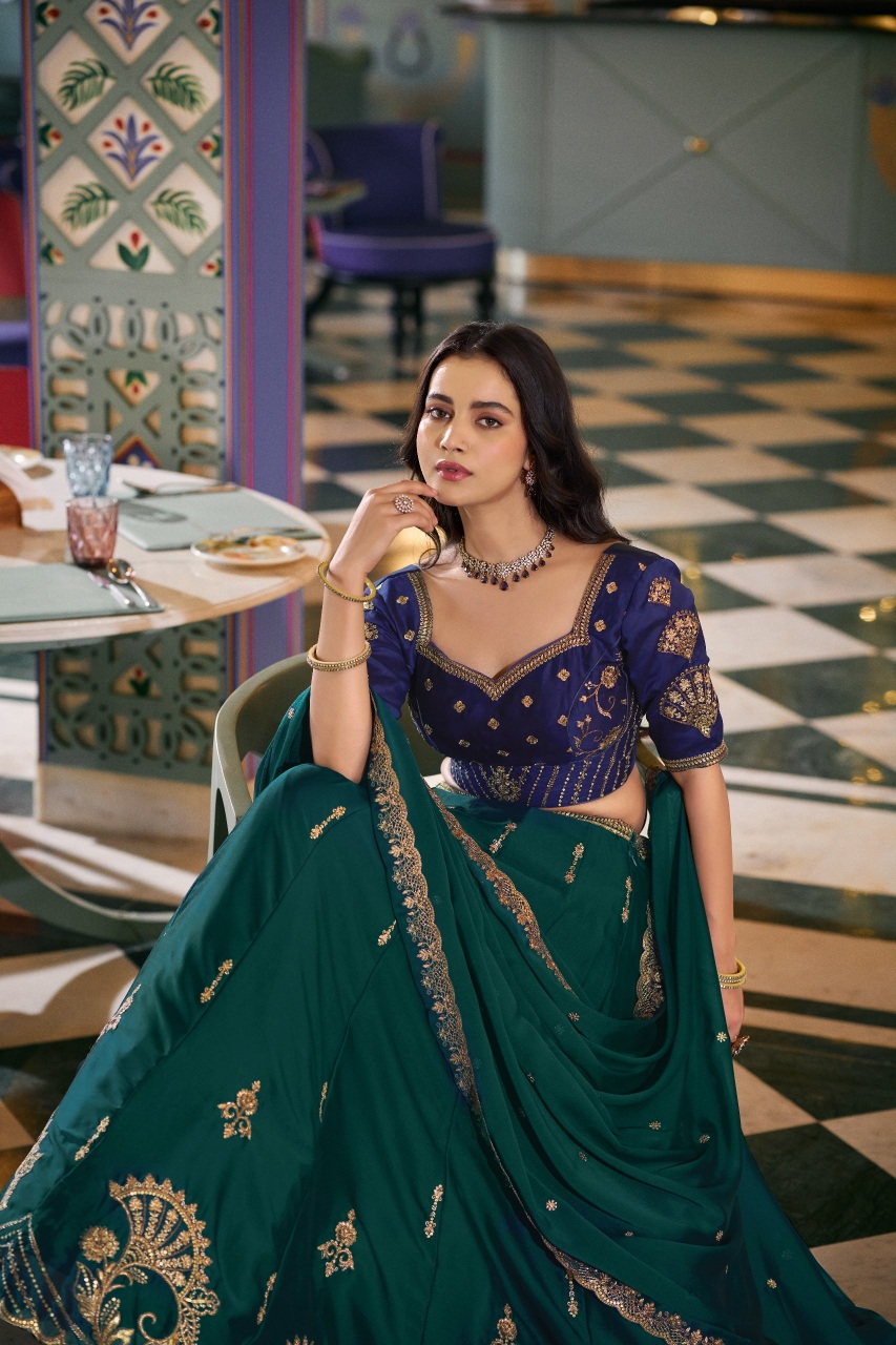 Green Sequins Embroidered Rangoli Silk Lehenga Choli