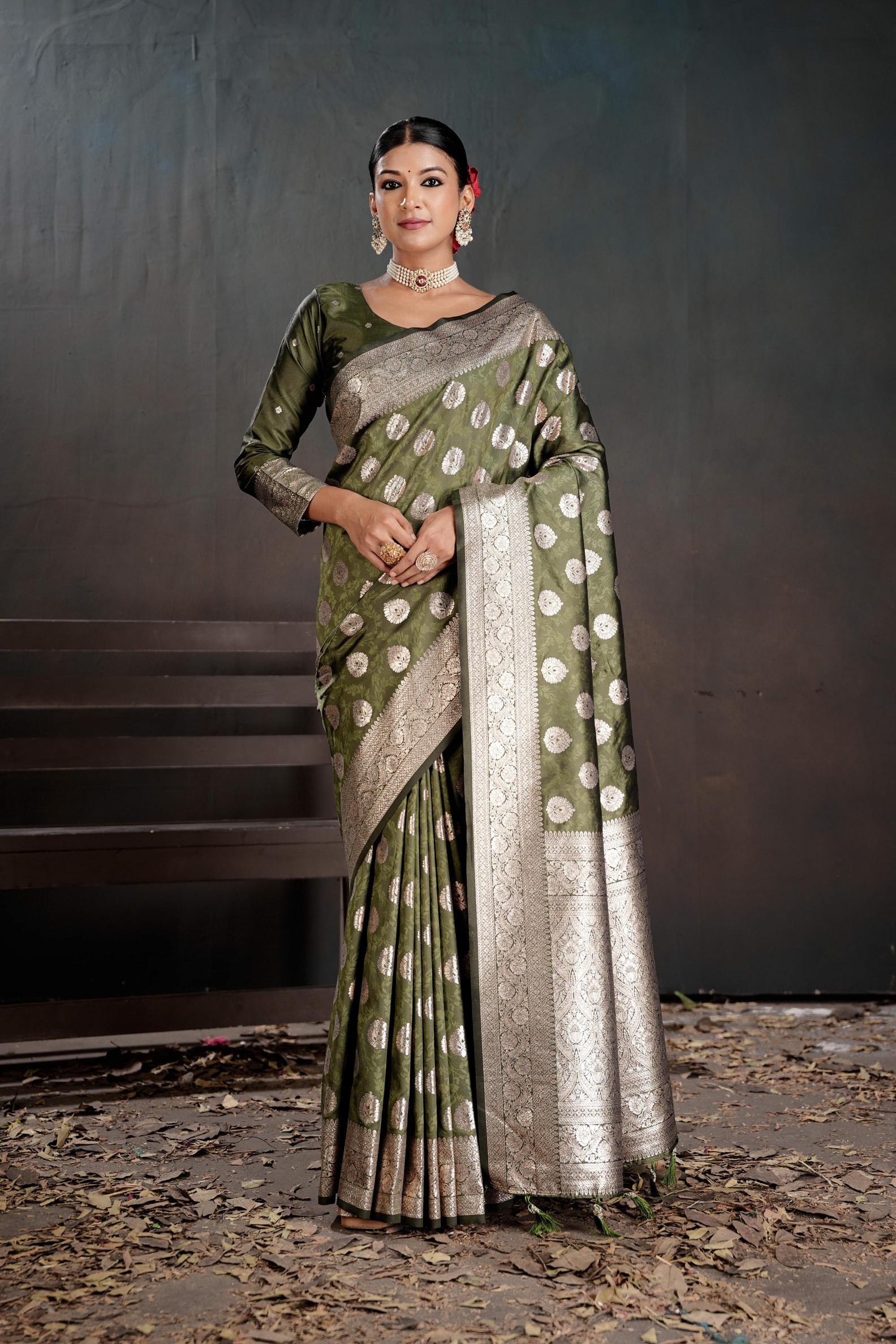 Green Silk Jacquard work Saree
