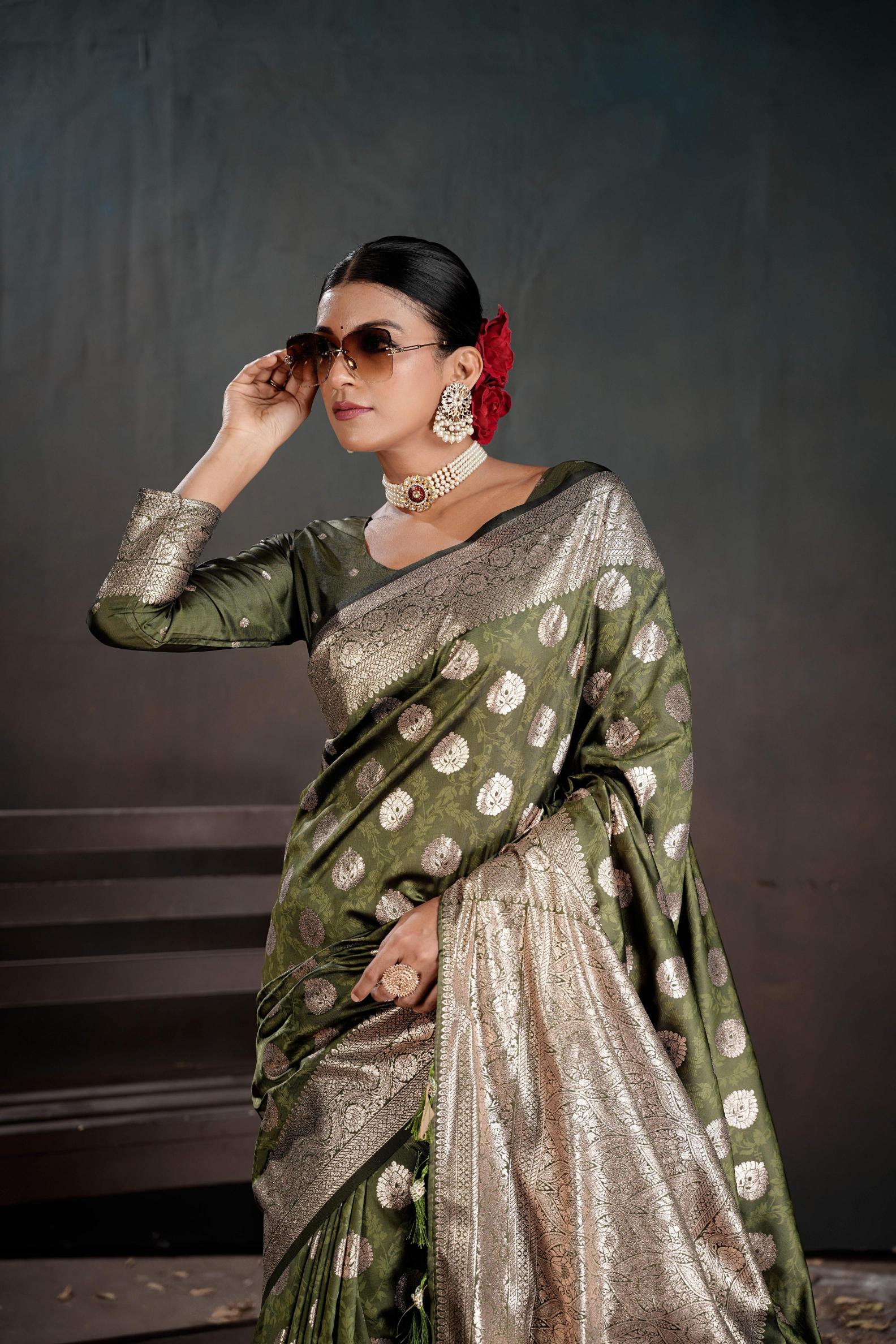 Green Silk Jacquard work Saree