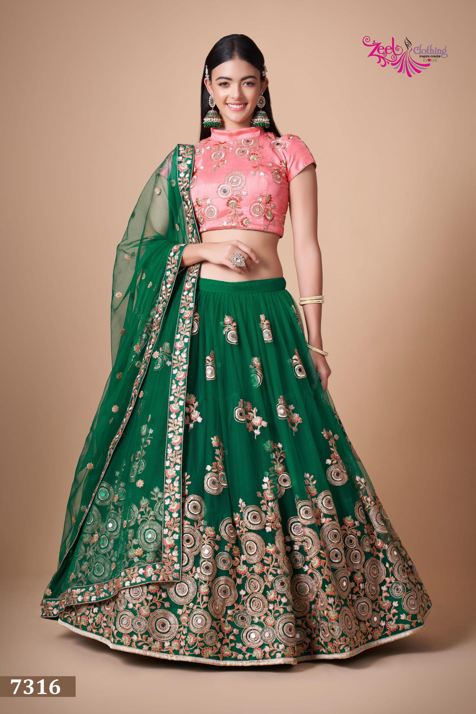 Green Soft Net Lehenga Choli
