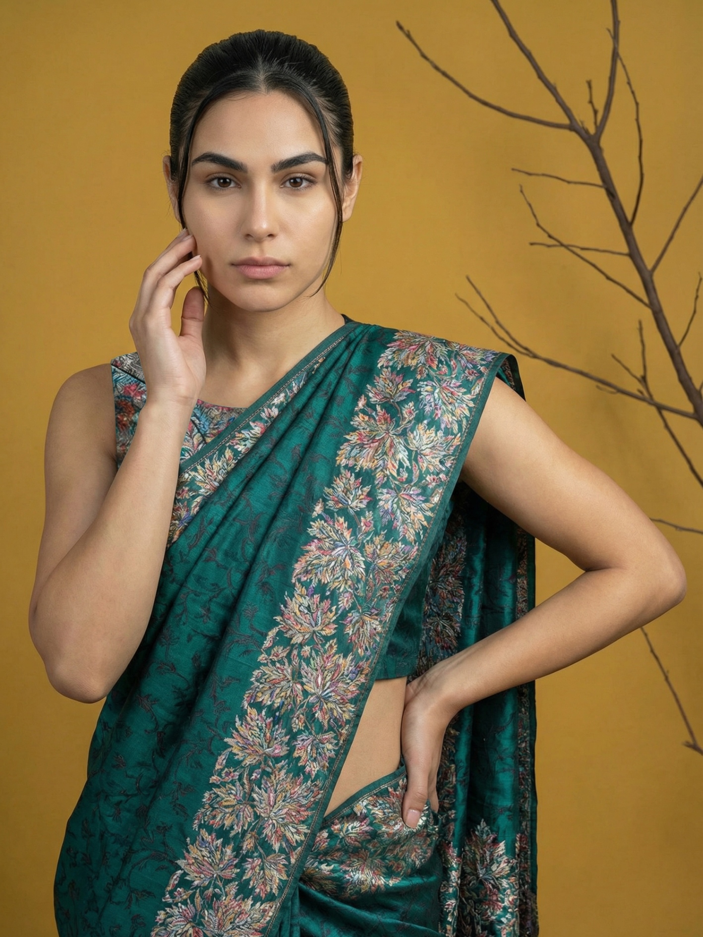 Green Soft Silk Contemporary Printed Woven Saree