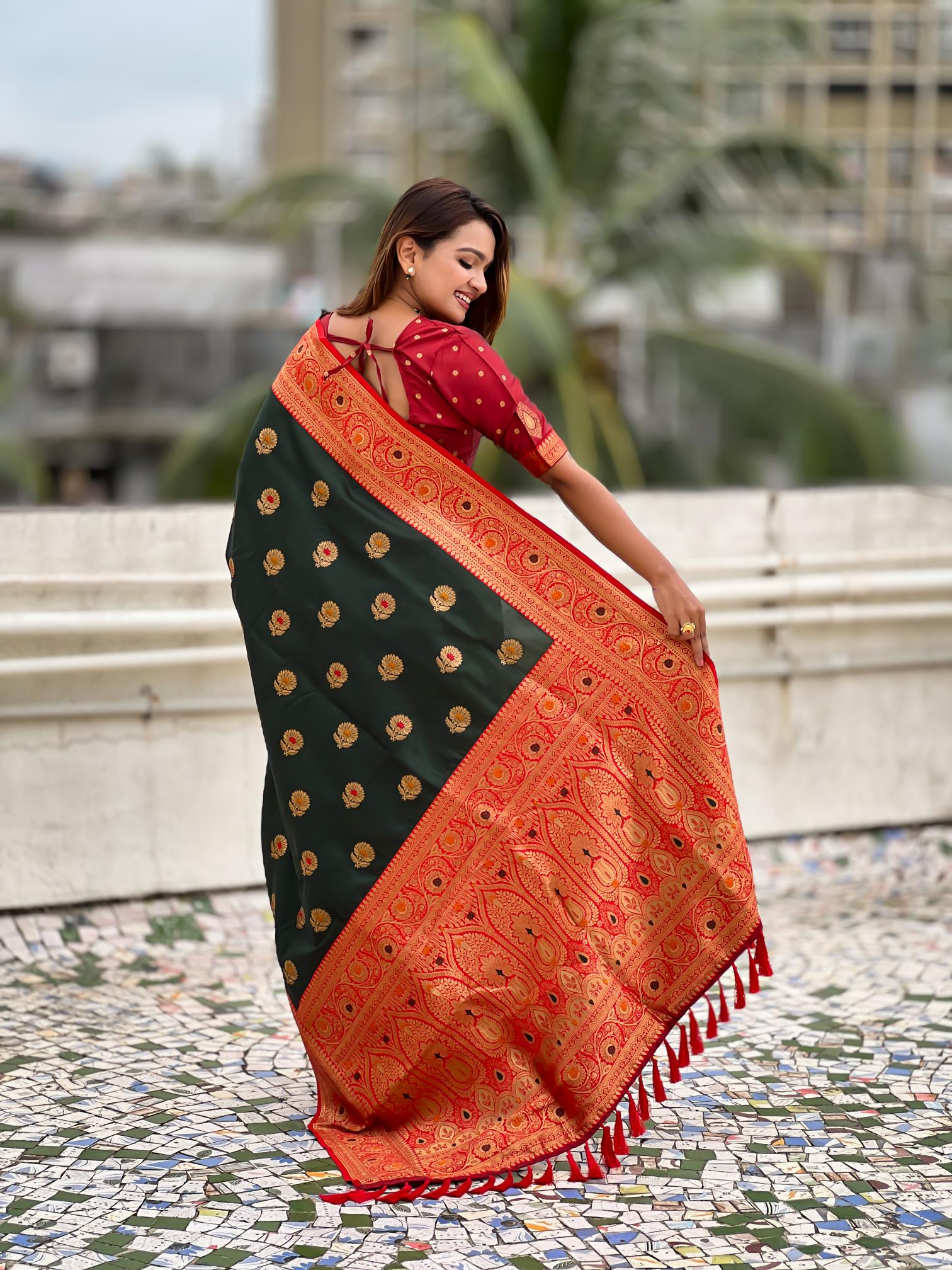 Green Soft Silk Saree — alternate view