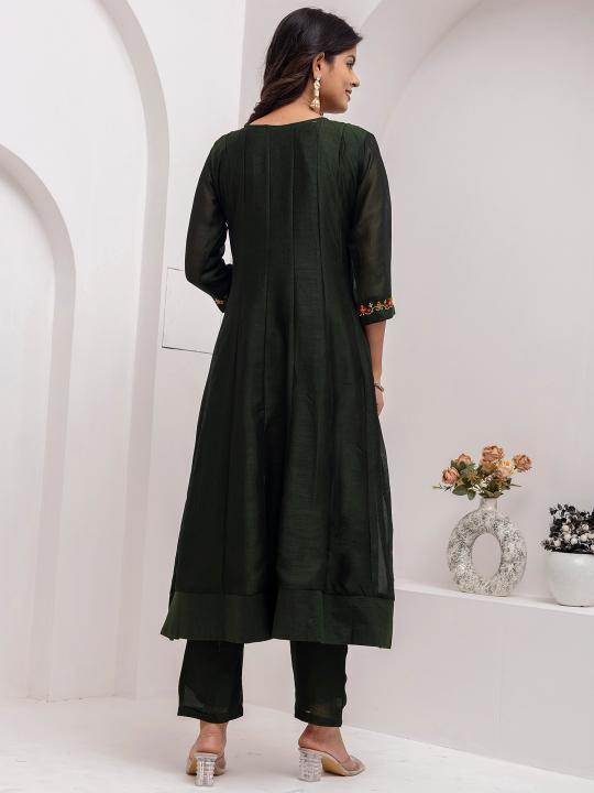 Green Vichitra Silk Readymade Suit — alternate view
