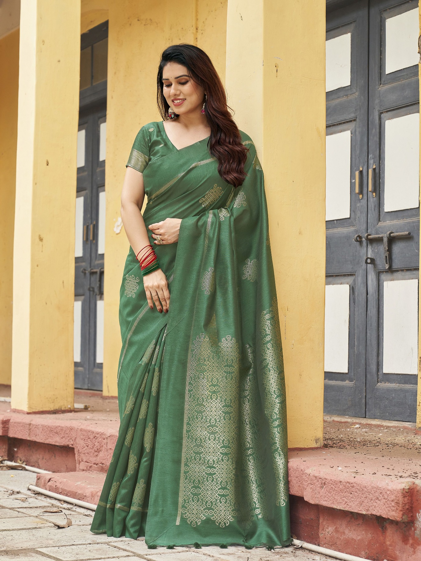 Green Woven Paithani Pallu Khadi Raw Silk Saree