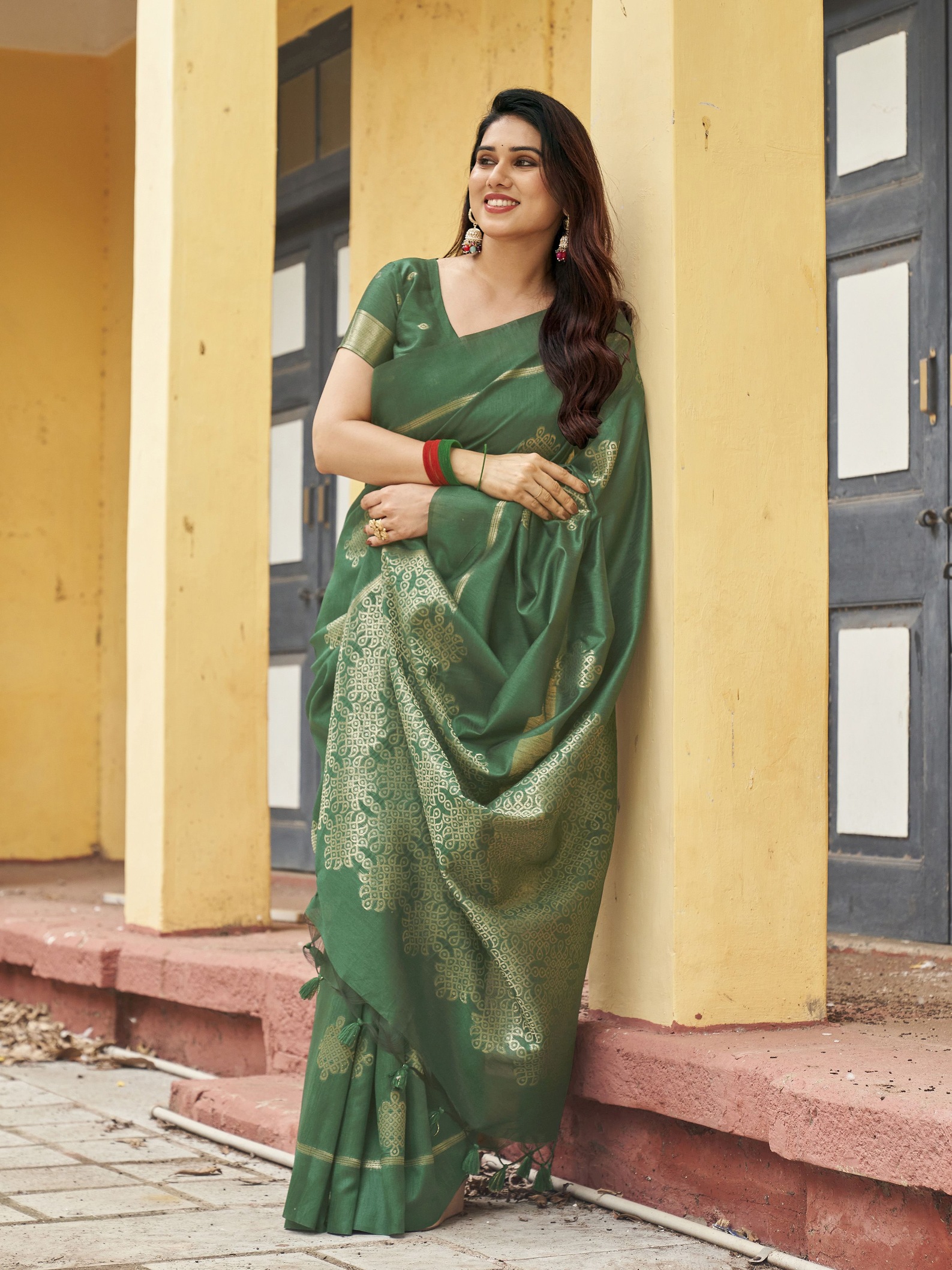 Green Woven Paithani Pallu Khadi Raw Silk Saree