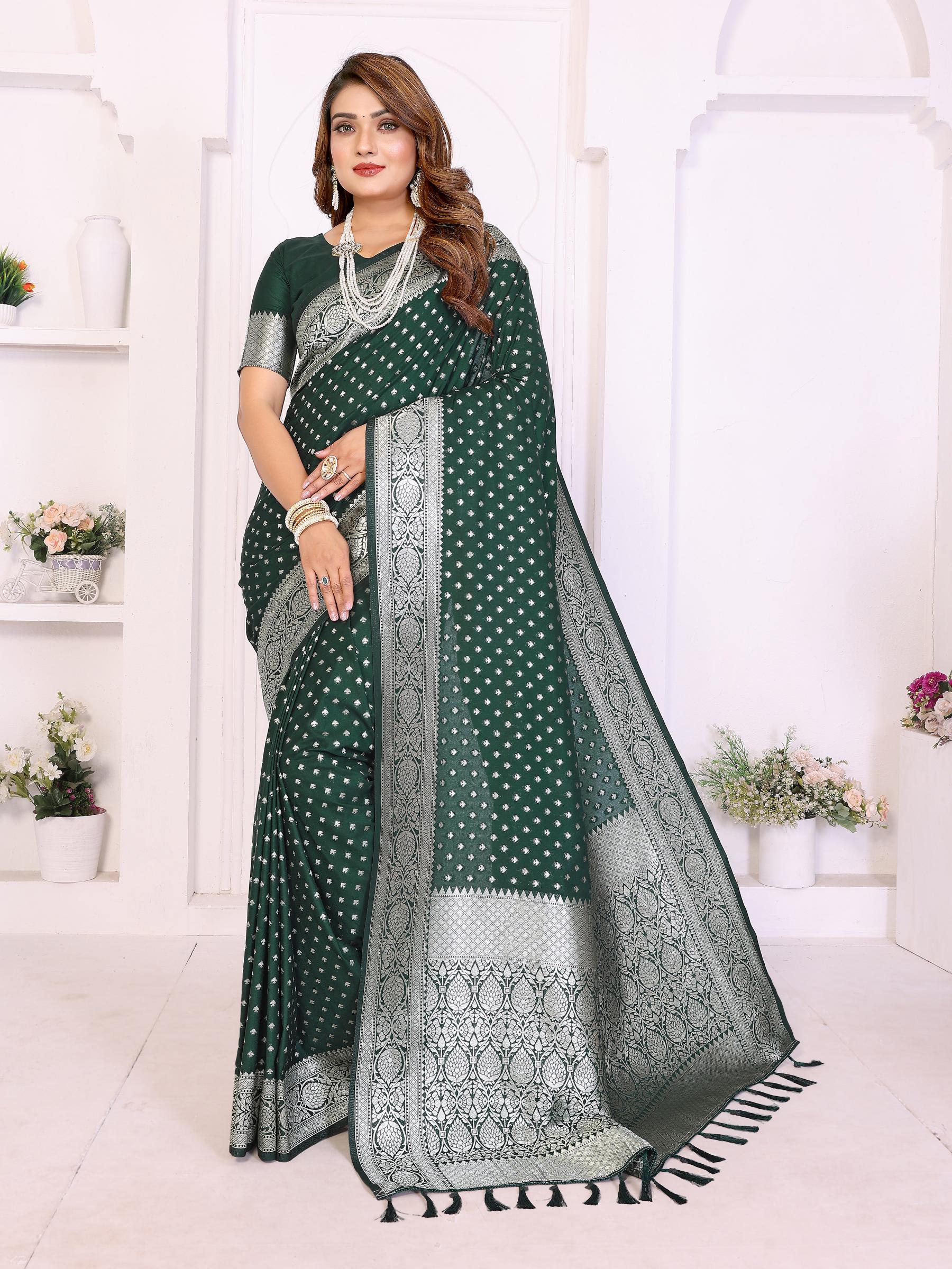 Green Zari Butti Designer Saree