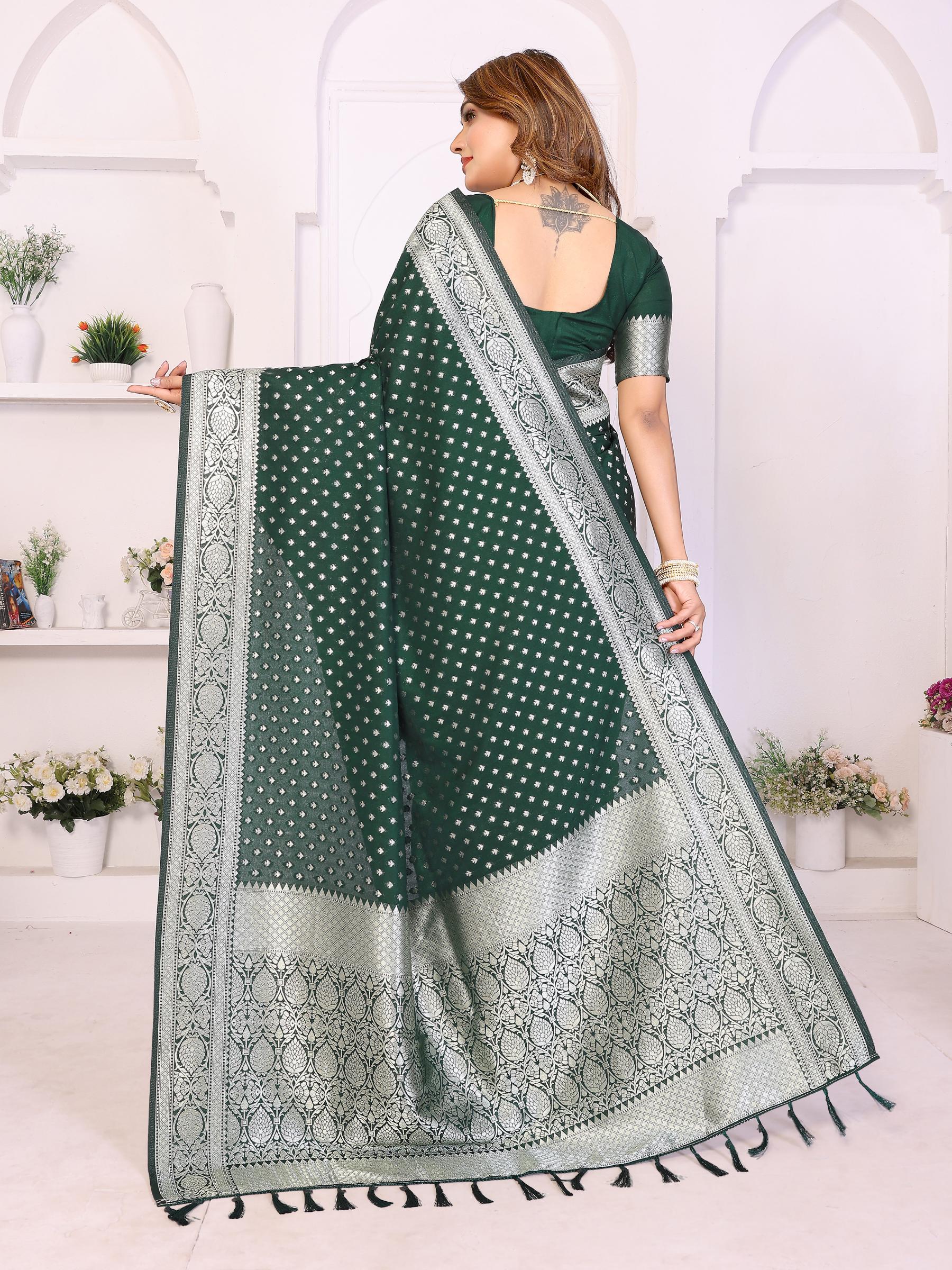 Green Zari Butti Designer Saree — alternate view
