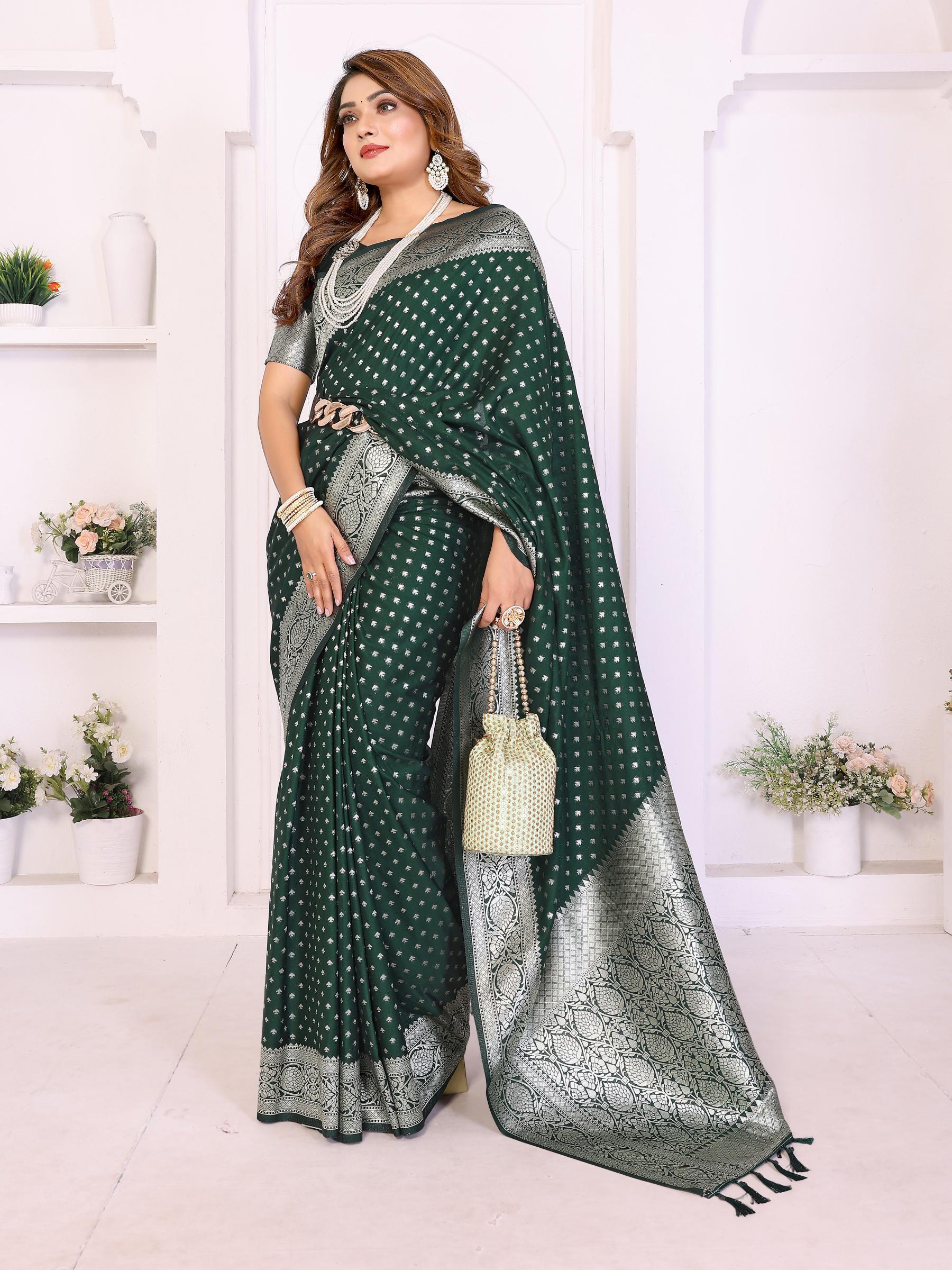 Green Zari Butti Designer Saree
