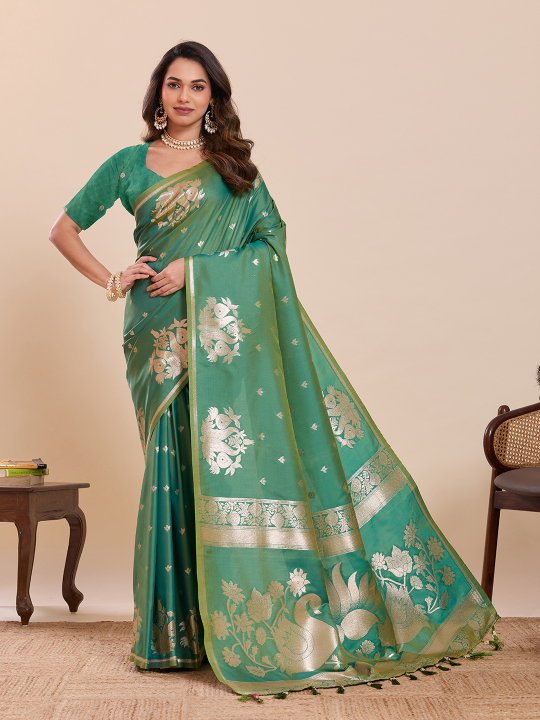 Green Zari Designer Soft Silk Saree
