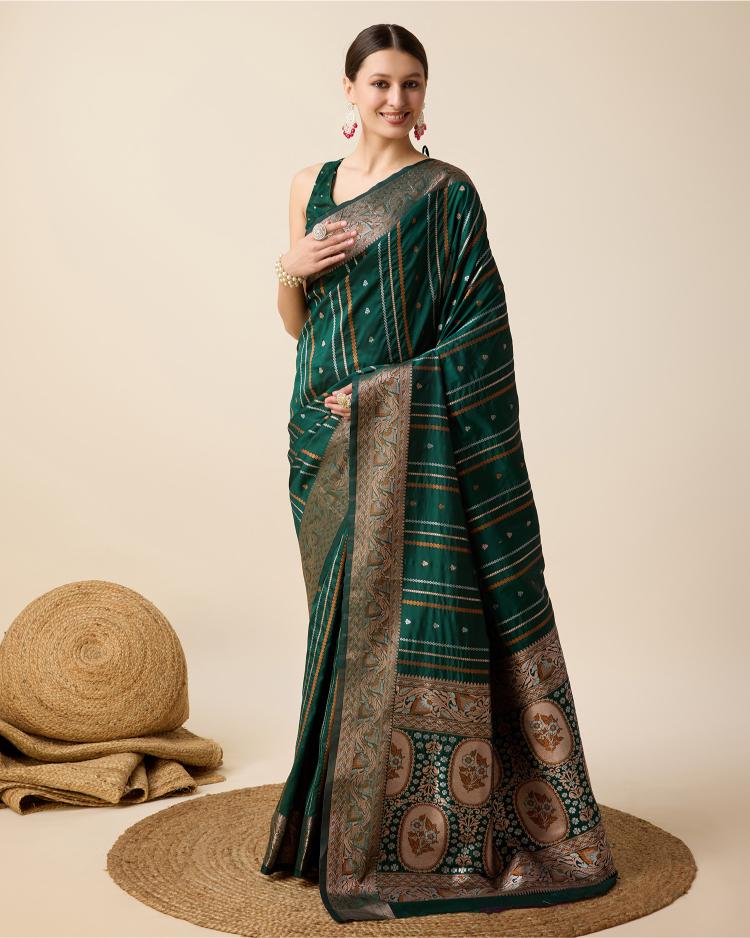 Green Zari Woven Jacquard Silk Saree