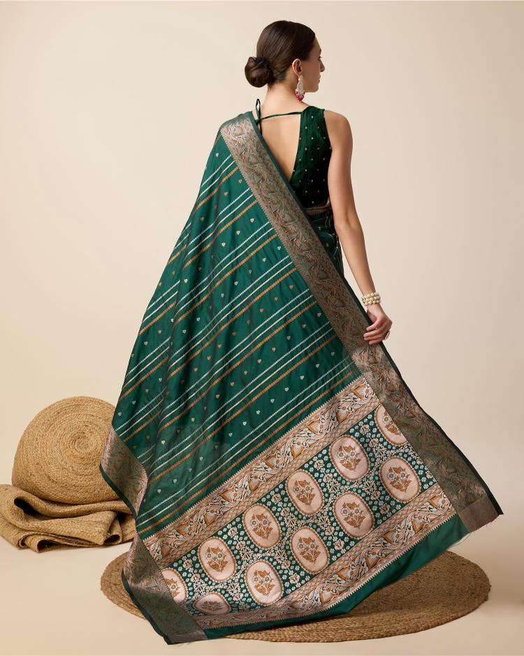 Green Zari Woven Jacquard Silk Saree — alternate view