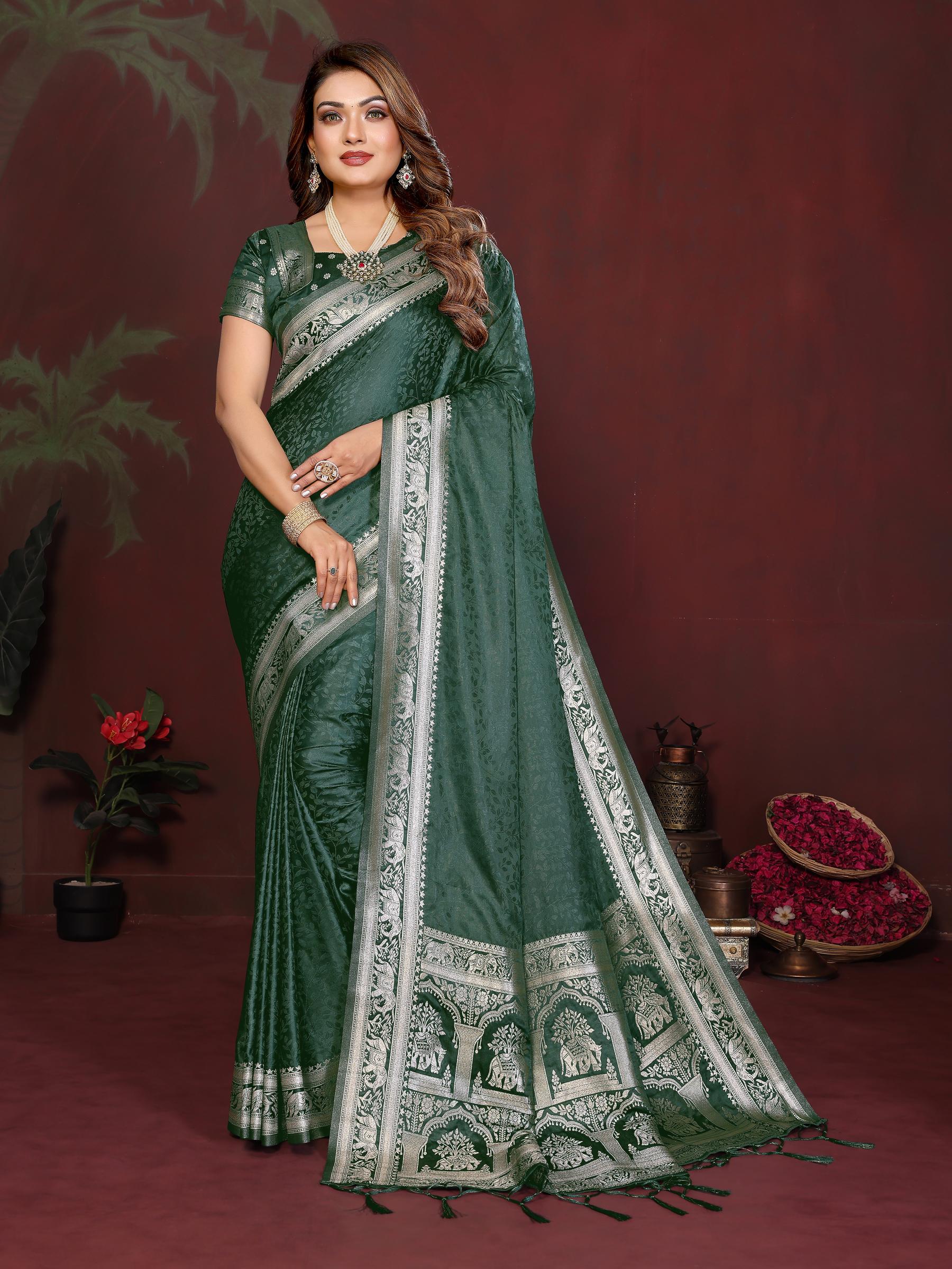 Green Zari Woven Satin Silk Saree