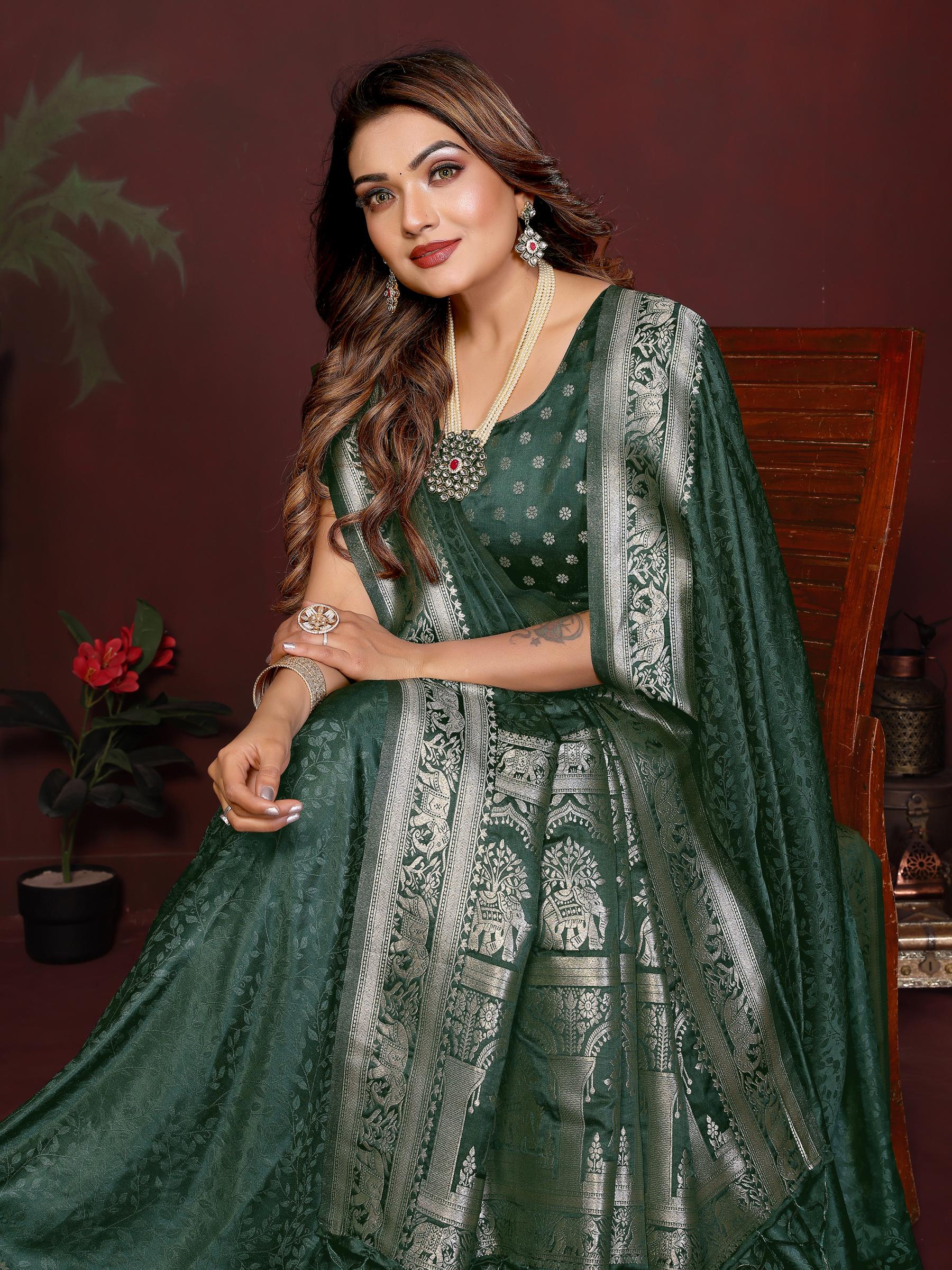 Green Zari Woven Satin Silk Saree