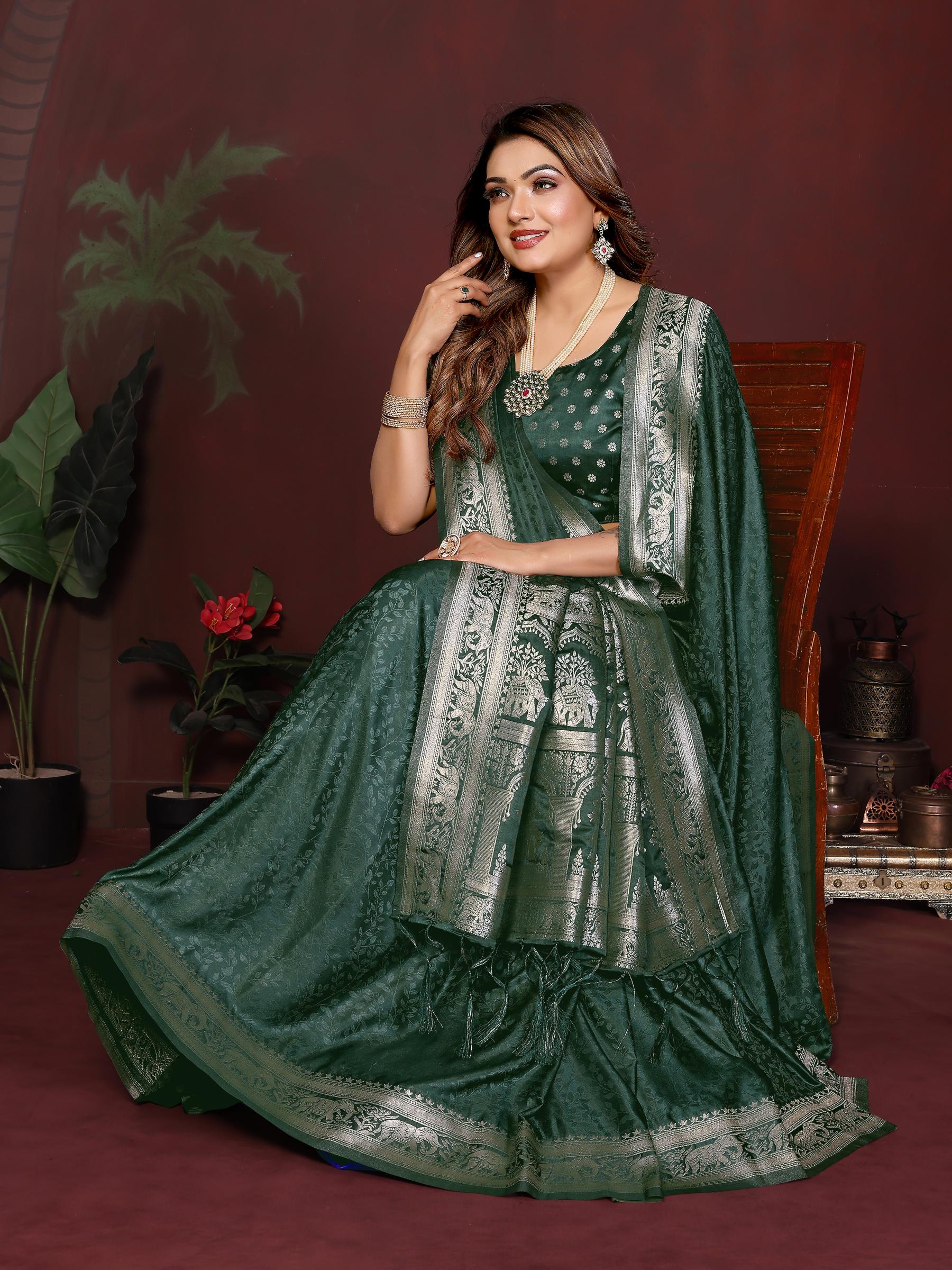 Green Zari Woven Satin Silk Saree