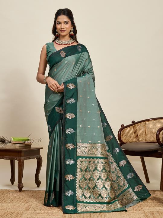 Green Zari Woven Soft Silk Saree