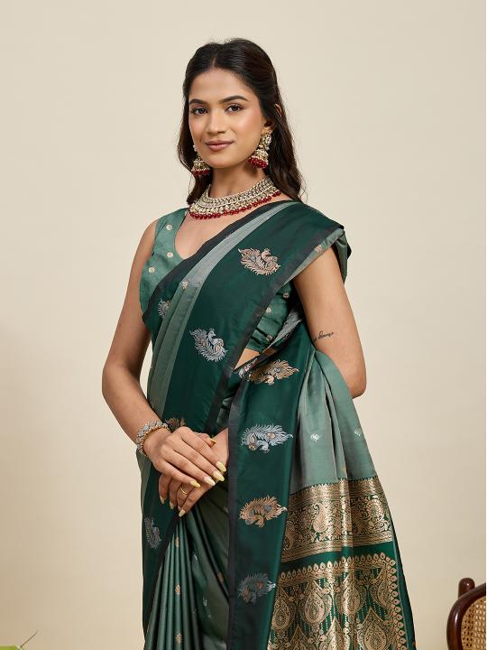Green Zari Woven Soft Silk Saree