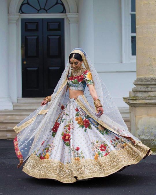 Grey Art Silk Printed Lehenga — alternate view