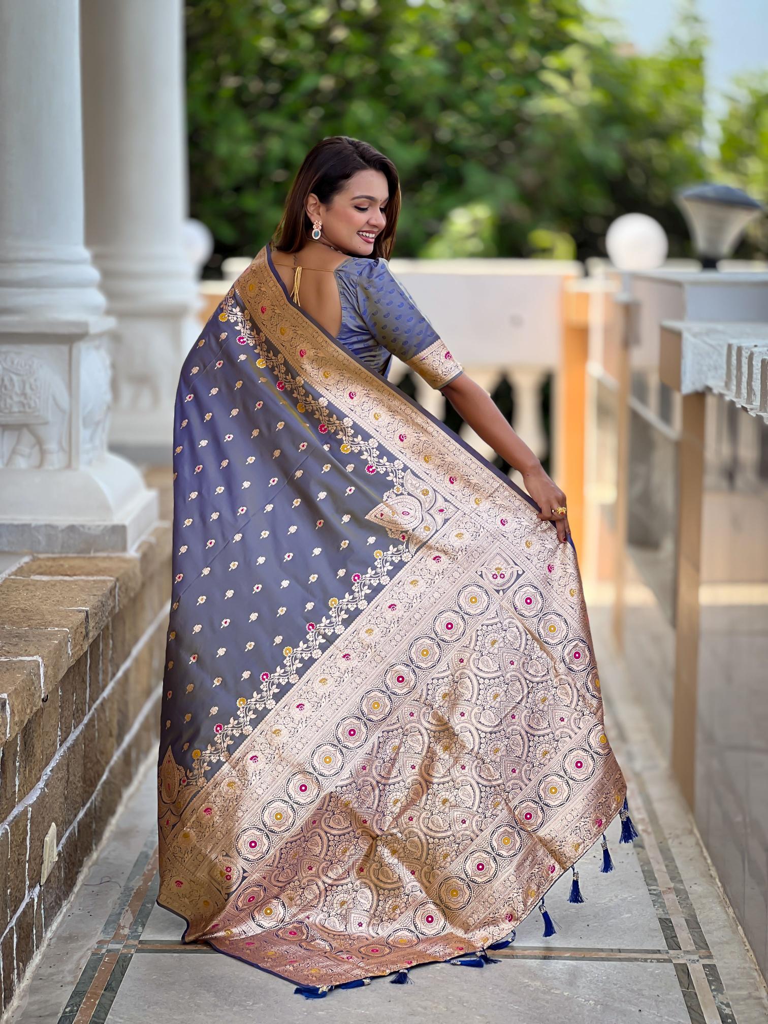 Grey Banarasi Silk Saree — alternate view