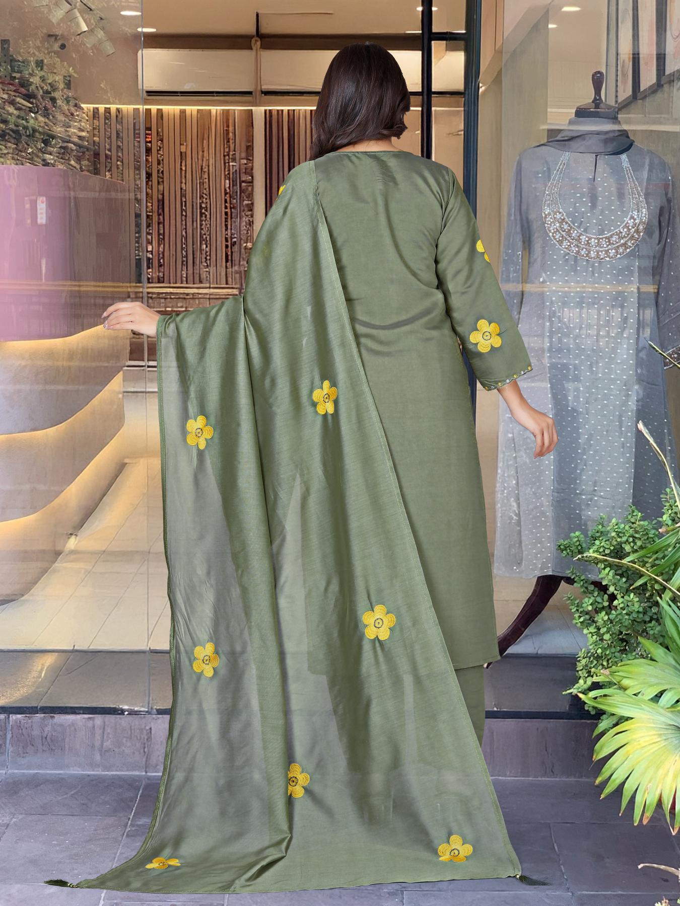 Grey Chanderi Salwar Suit — alternate view