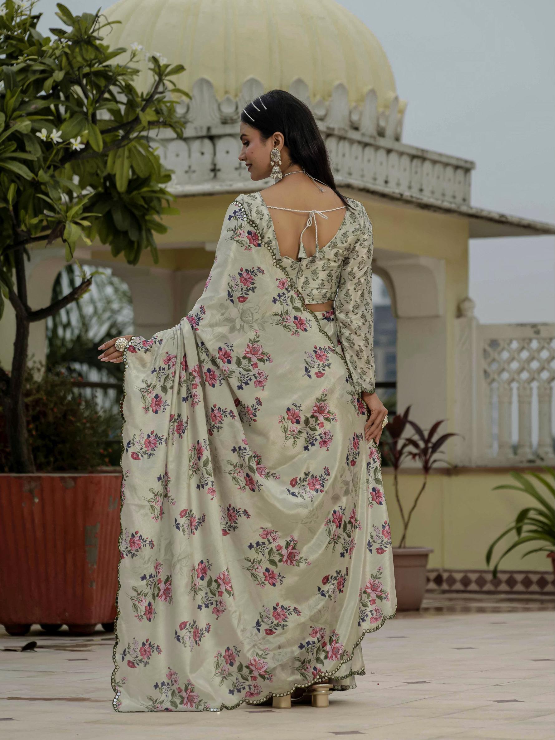Grey Chinnon Ready To Wear Saree — alternate view