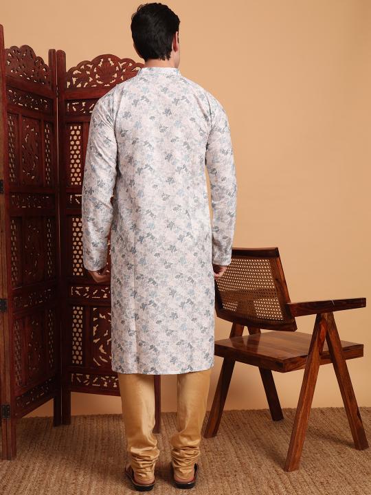 Grey Cotton Embroidery Kurta