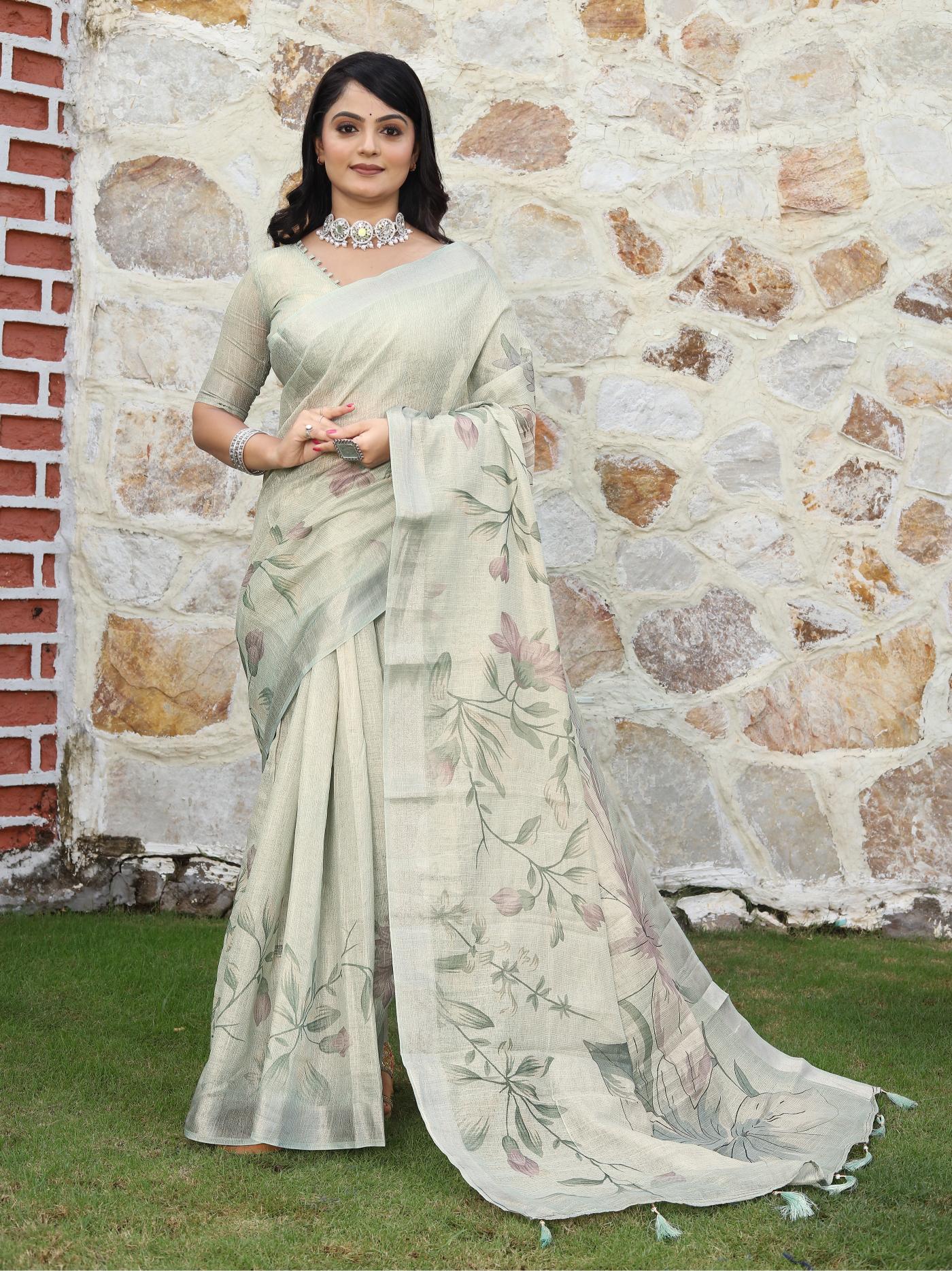 Grey Cotton Shimmer Saree