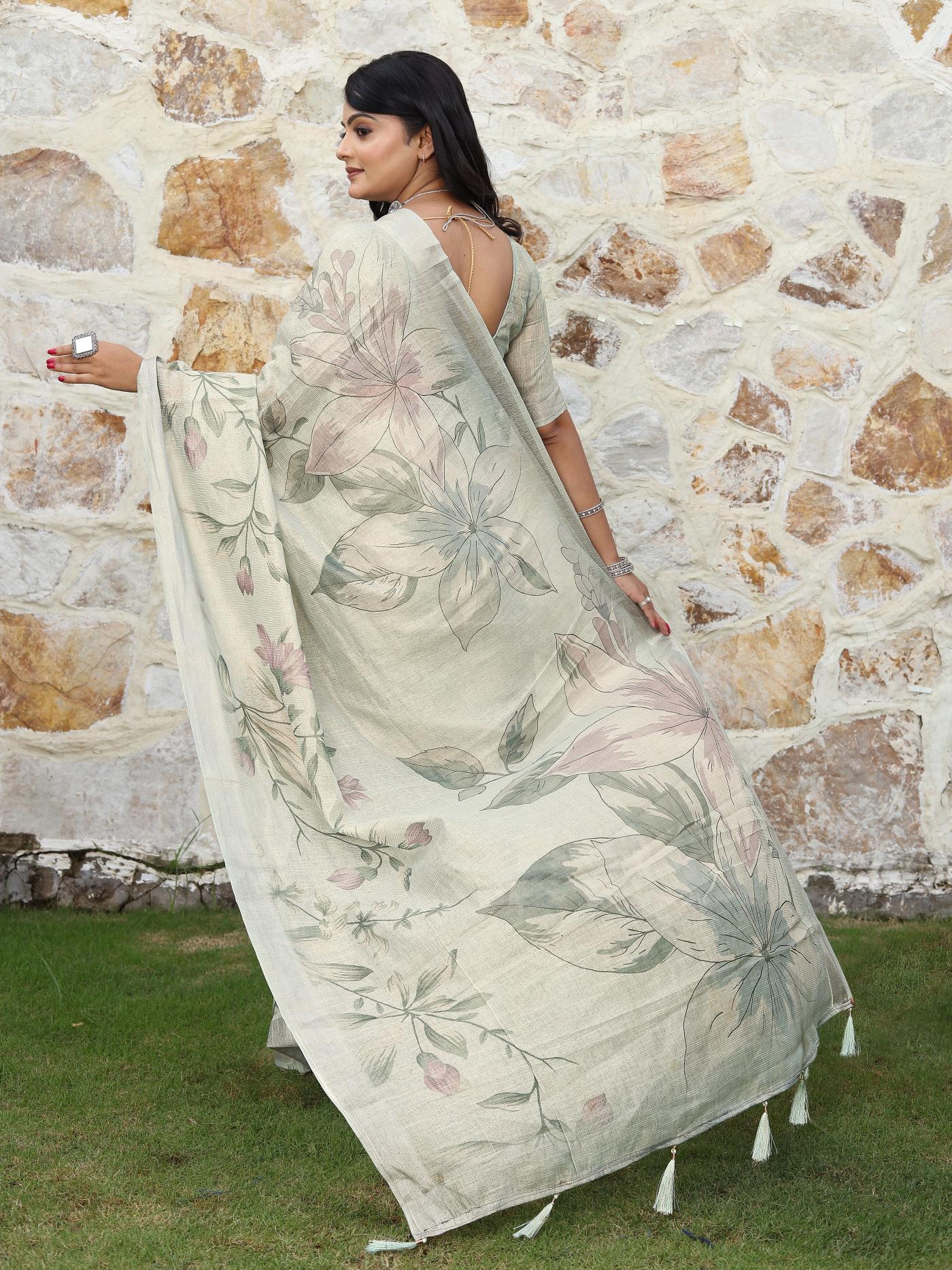 Grey Cotton Shimmer Saree — alternate view