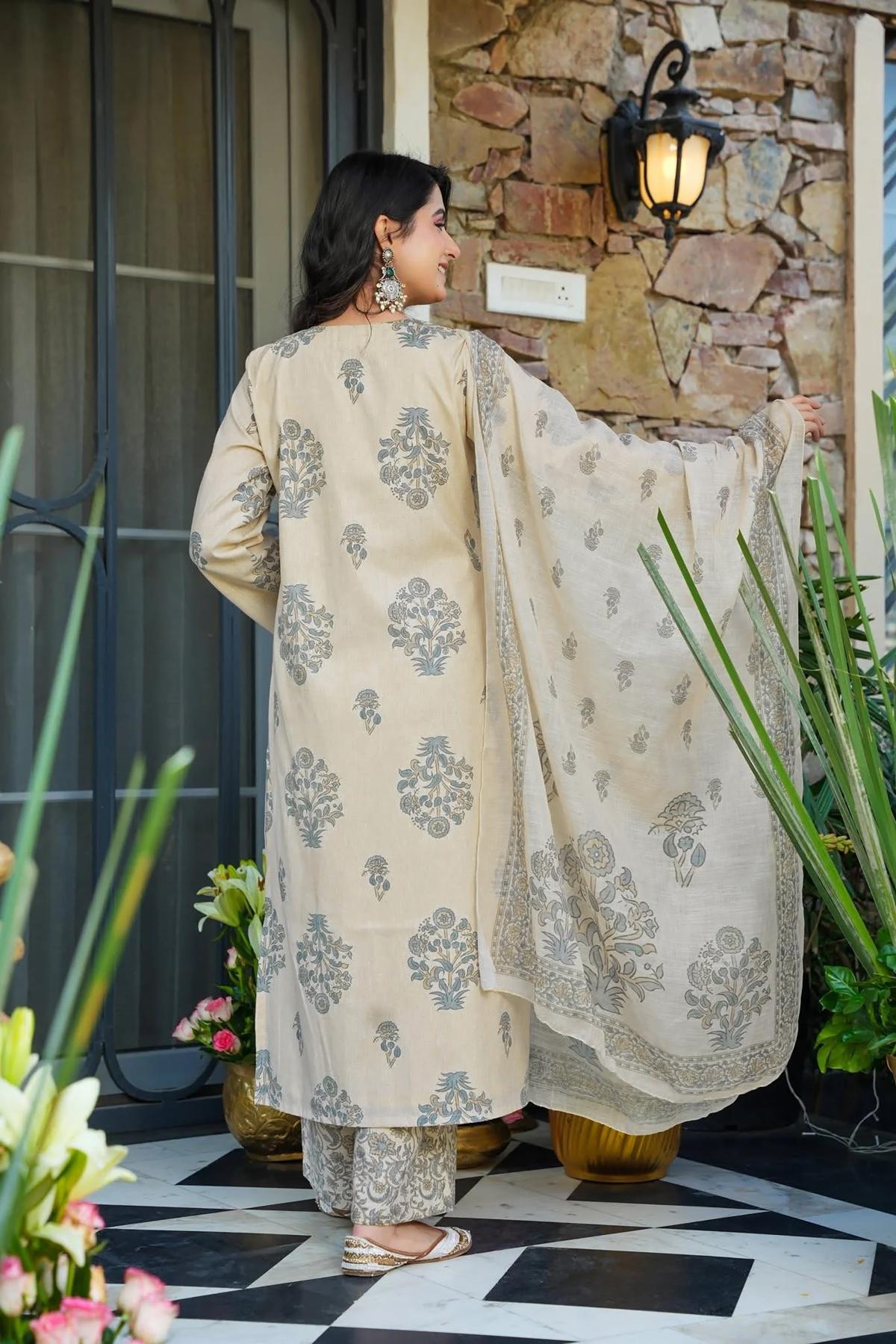 Grey Designer Digital Printed Muslin Palazzo Suit — alternate view