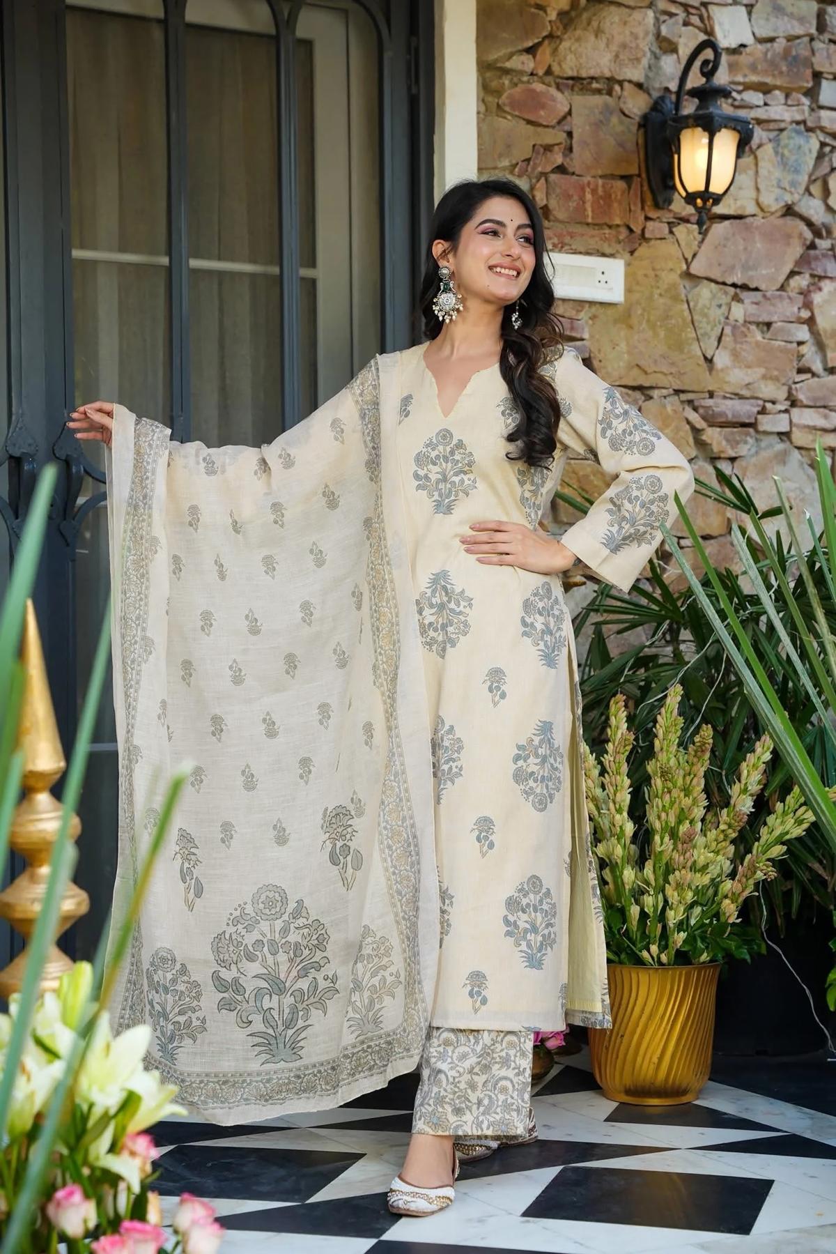 Grey Designer Digital Printed Muslin Palazzo Suit