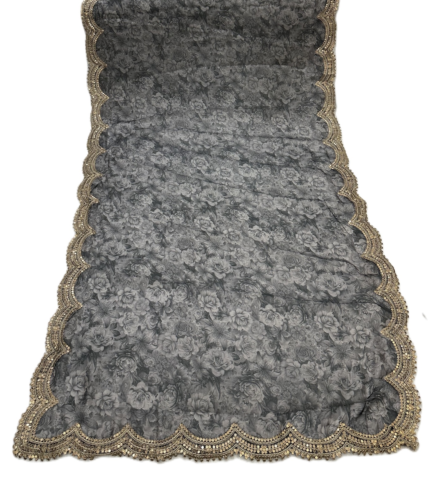 Grey Floral Digital Print Jimmy Choo Dupatta