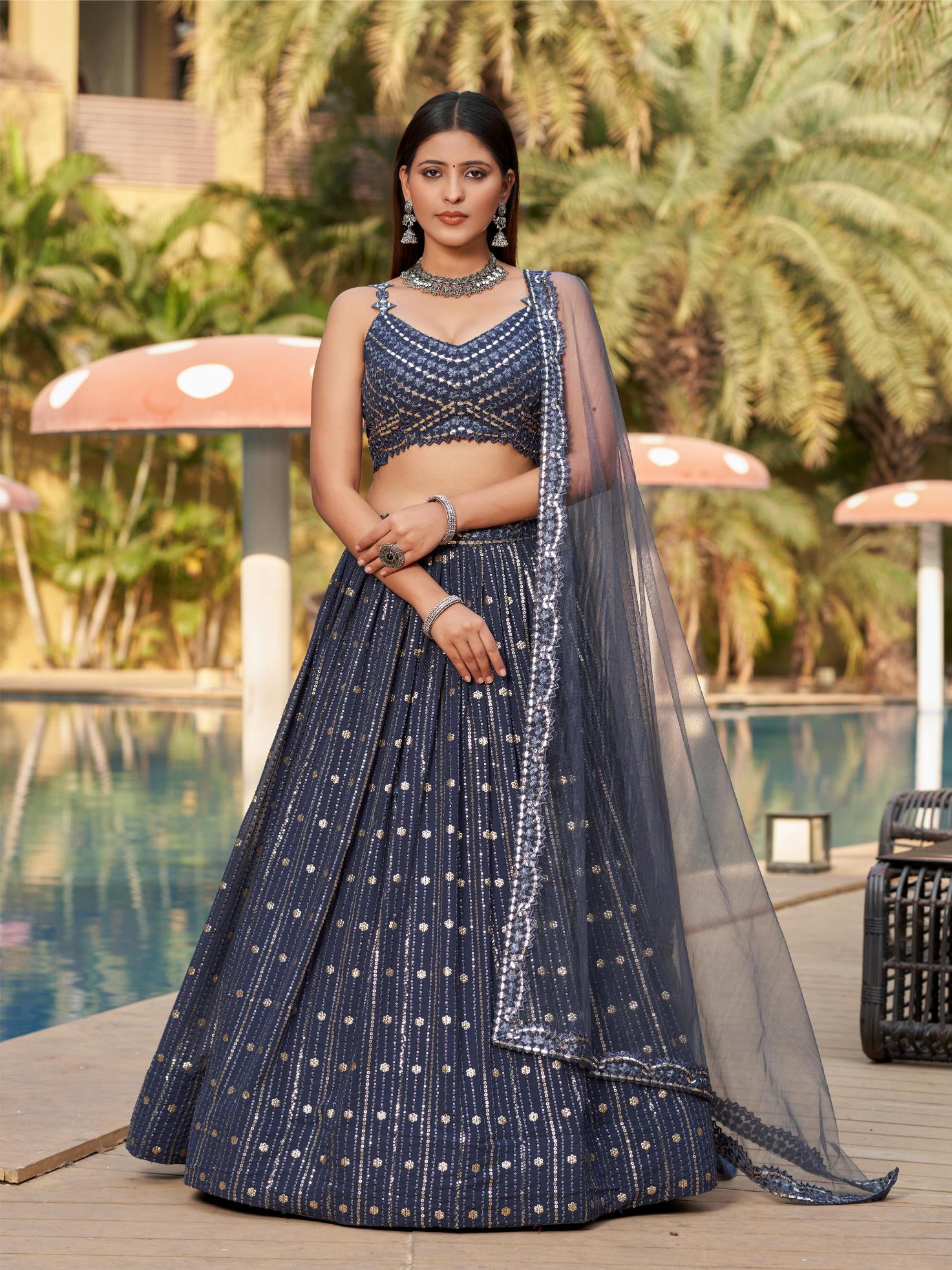Grey Georgette Lehenga Choli