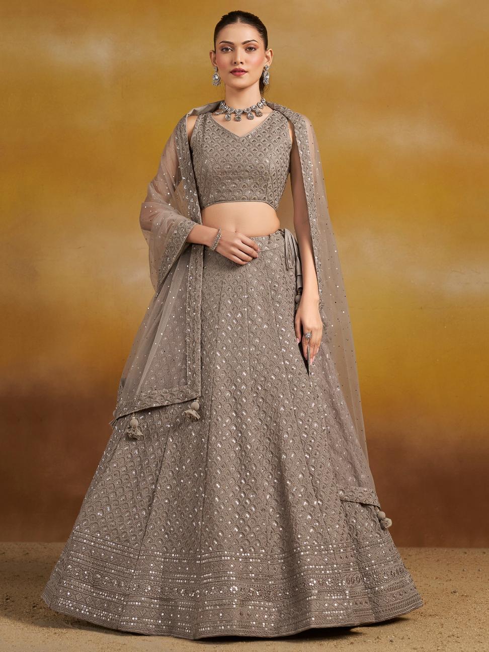 Grey Georgette Lehenga Choli