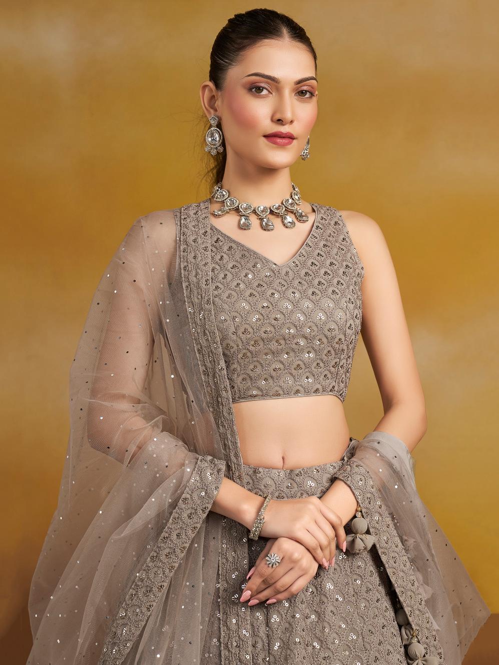 Grey Georgette Lehenga Choli