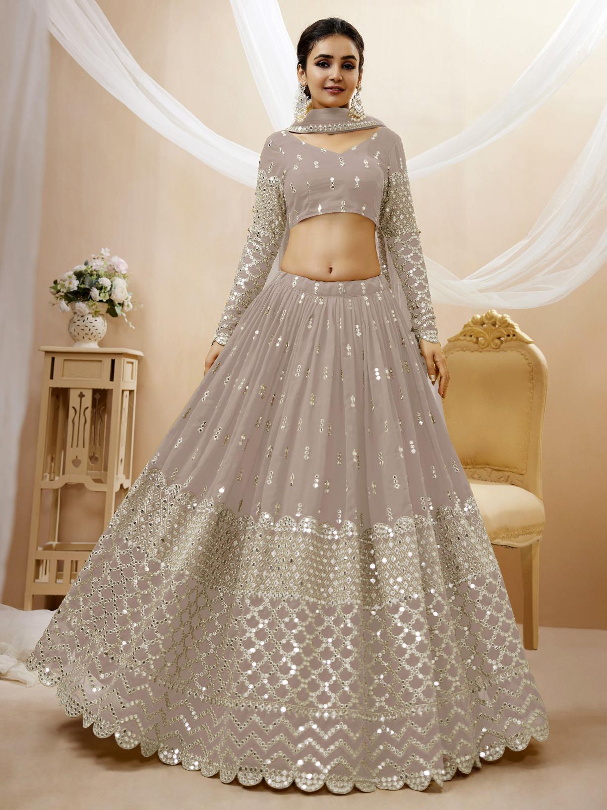 Grey Georgette Lehenga
