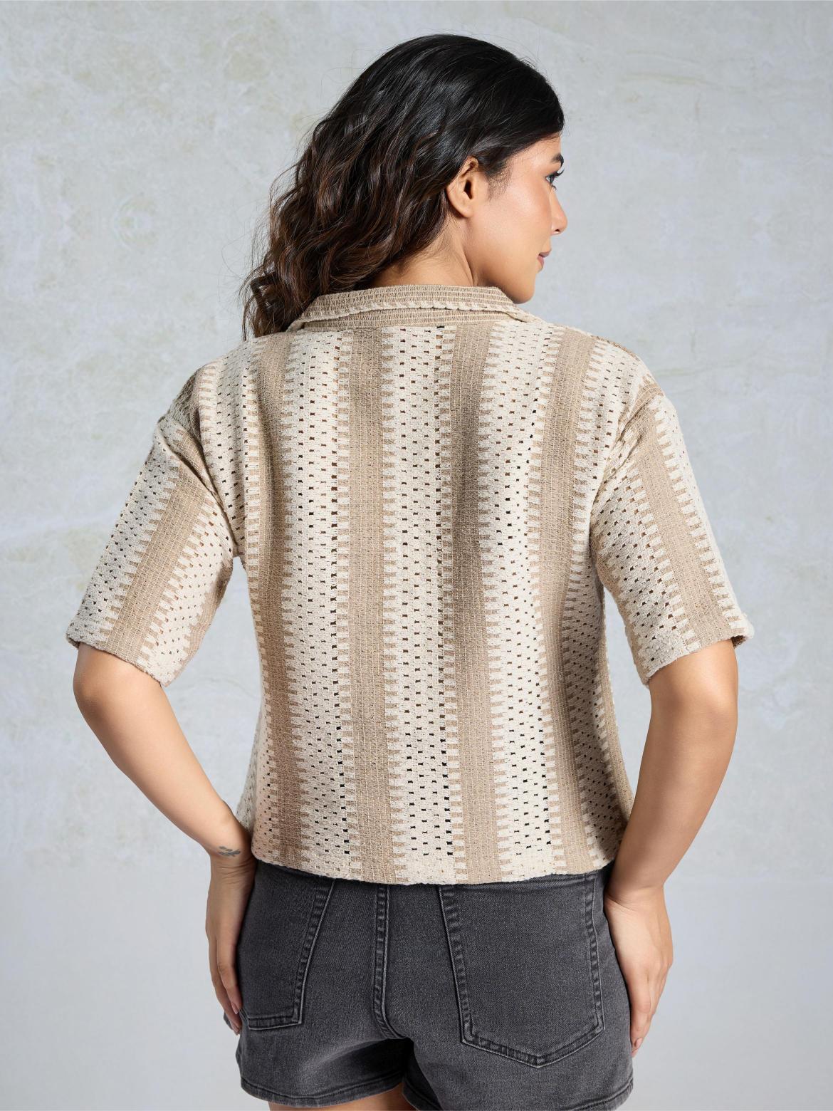 Grey Knited Short Crocks Shirt — alternate view