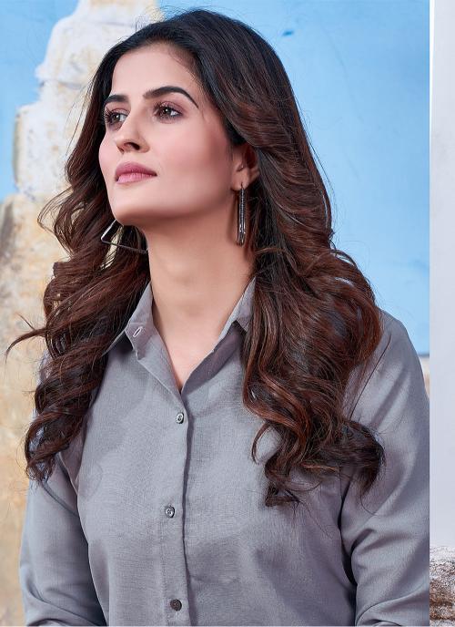 Grey Maaza Cotton Readymade Shirt