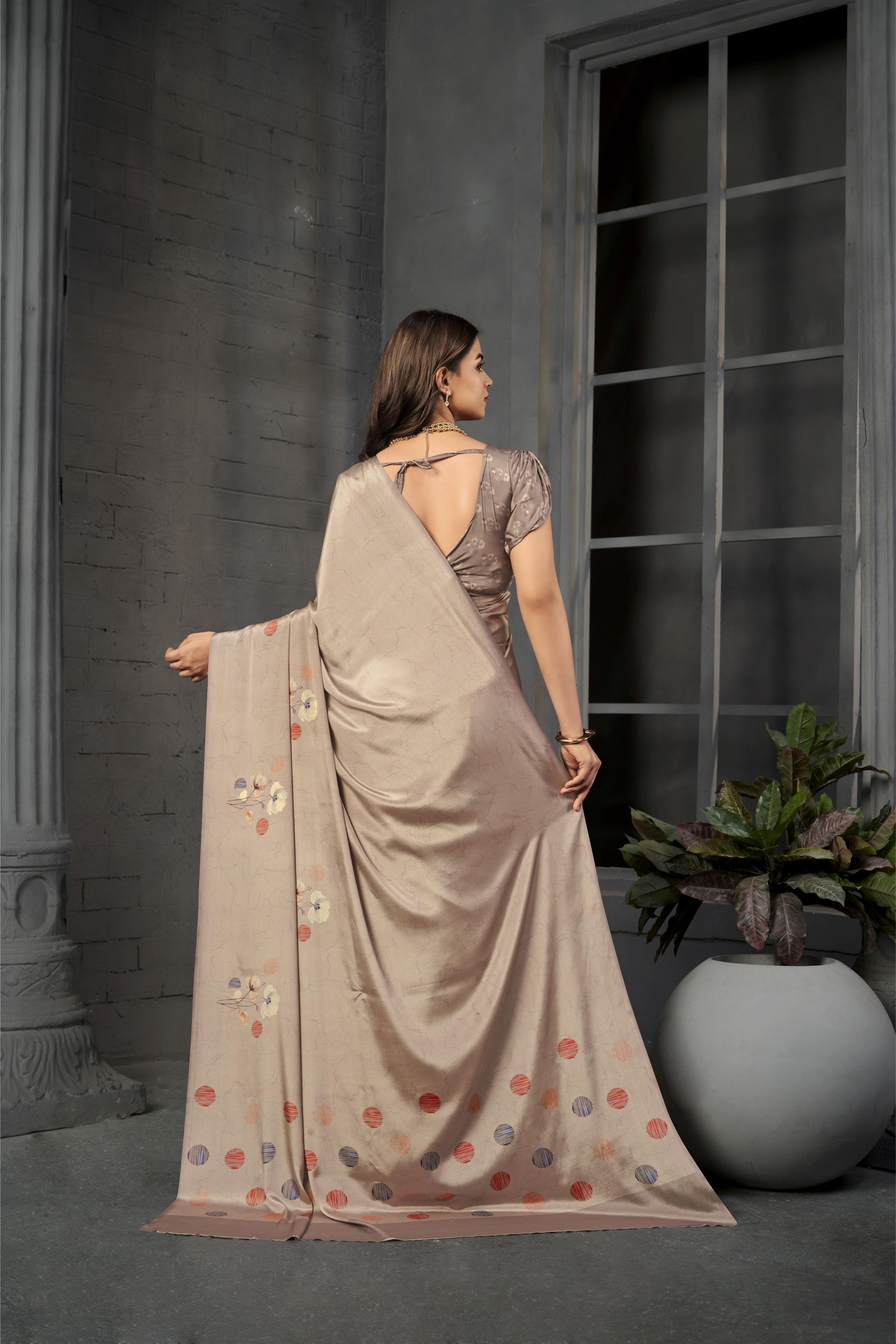 Grey Malai Crepe Silk Saree — alternate view