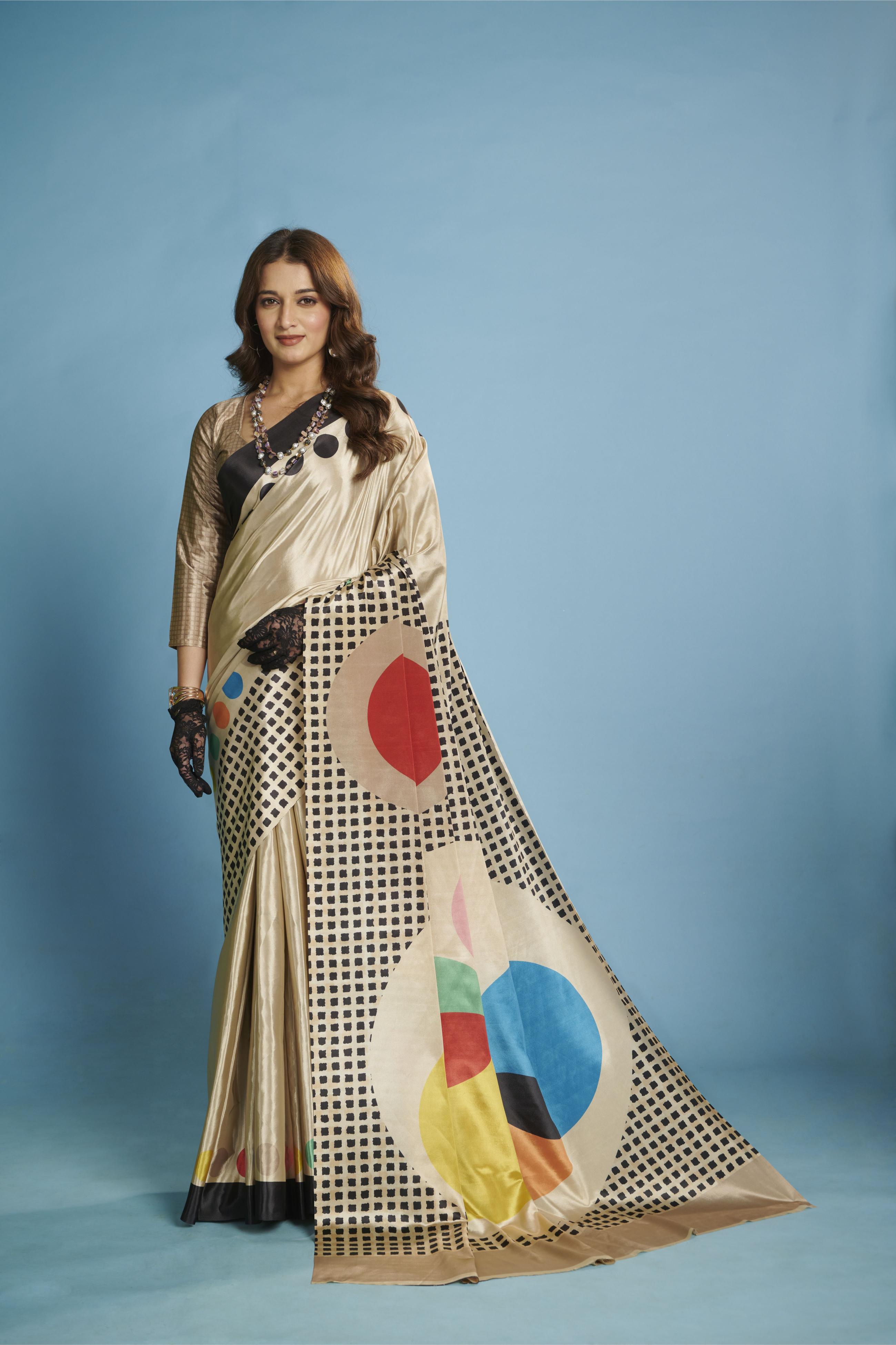 Grey Malai Crepe Silk Saree