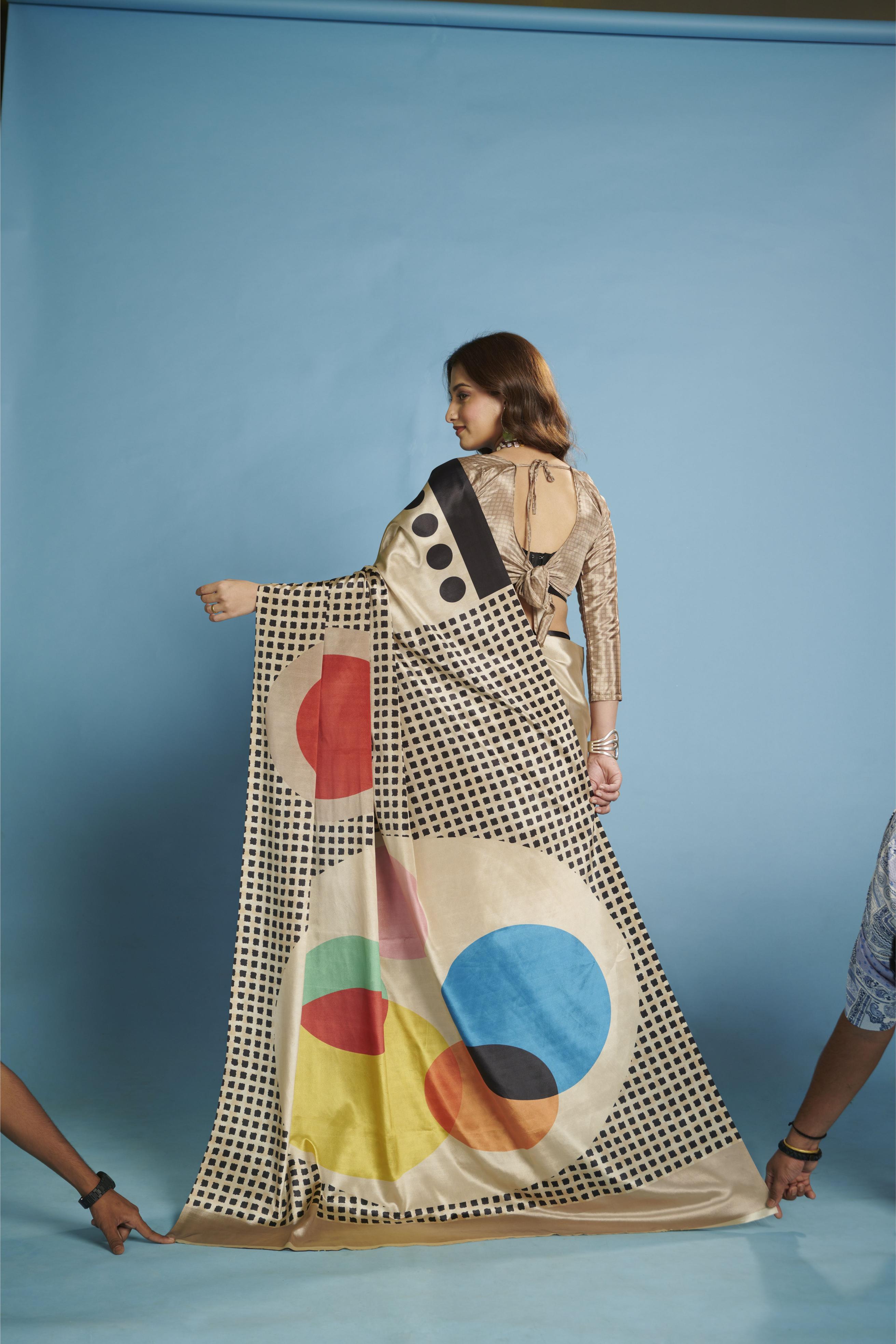Grey Malai Crepe Silk Saree — alternate view