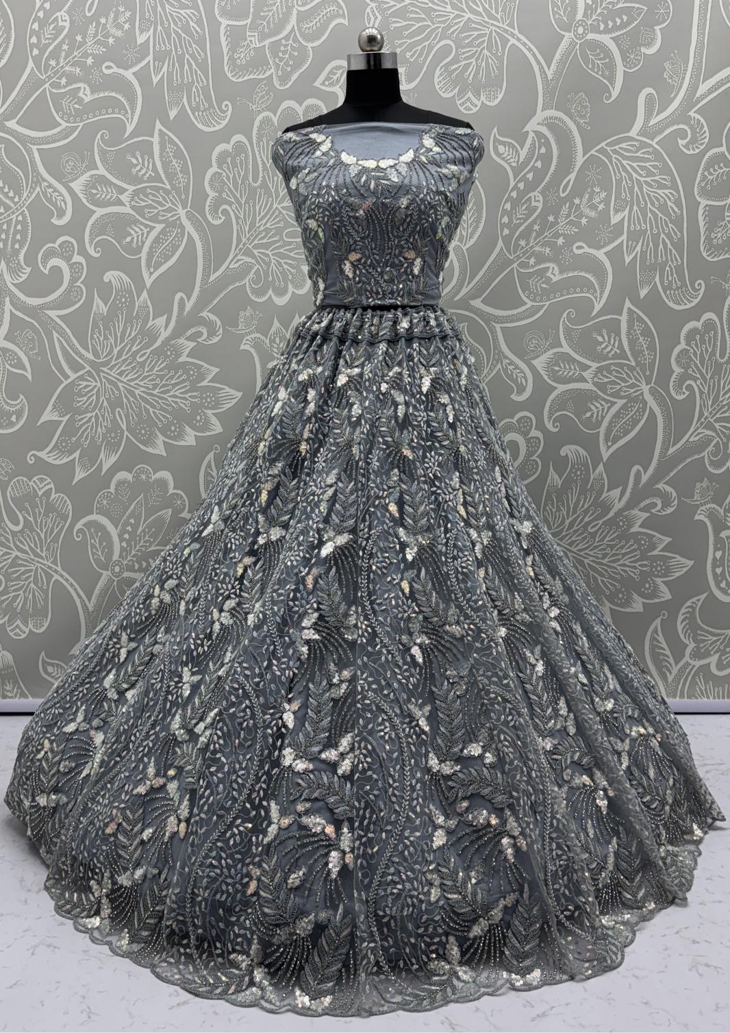Grey Net Lehenga Choli — alternate view