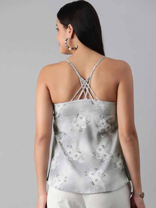 Grey Poly Crepe Short Kurti — alternate view